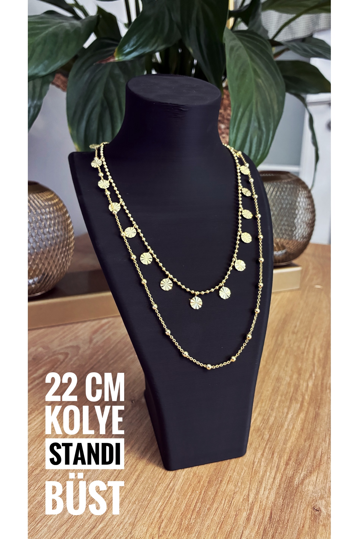 Cafio3D Stylish Black Plastic Necklace Stand - Jewelry Display Bust (22cm)