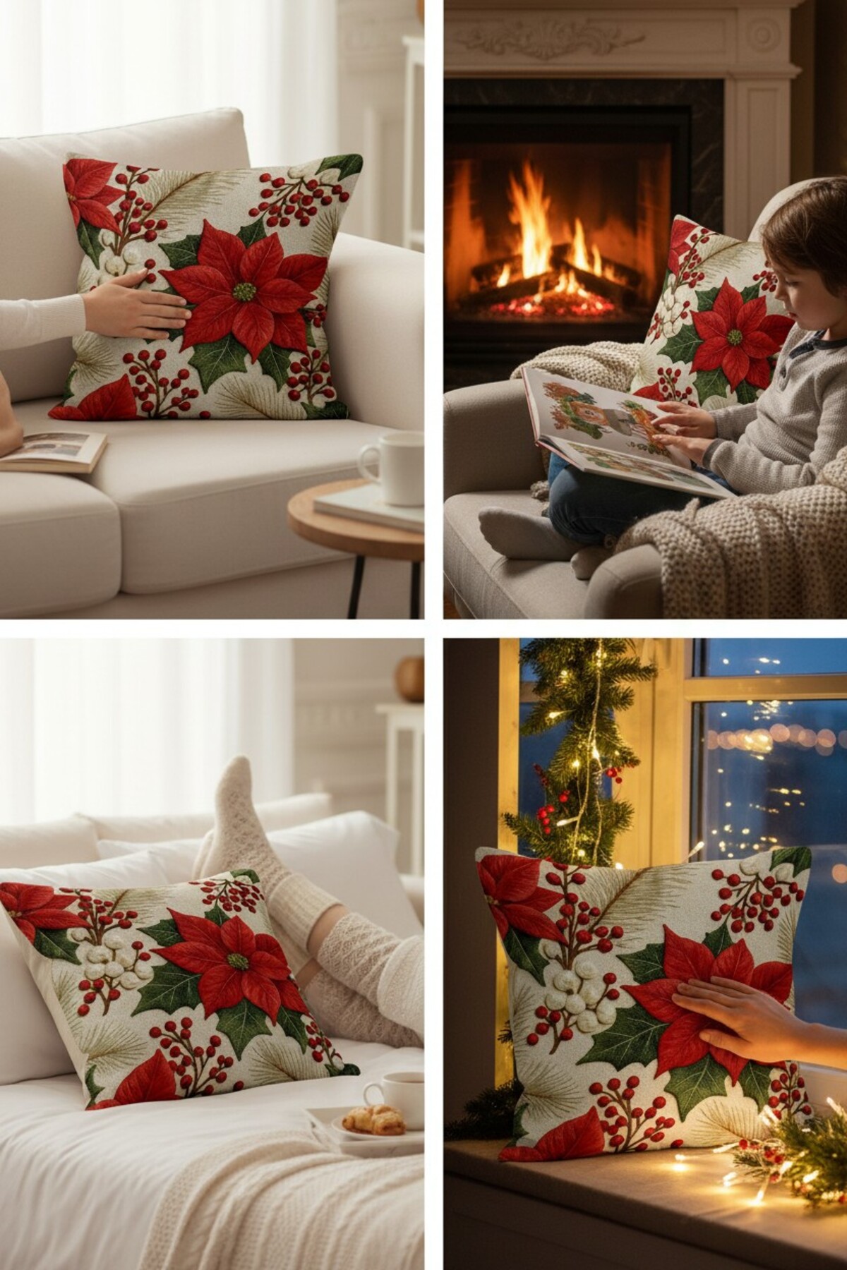 4Pcs Digital Printed Punch Punch Embroidery Pattern Square Throw Pouch