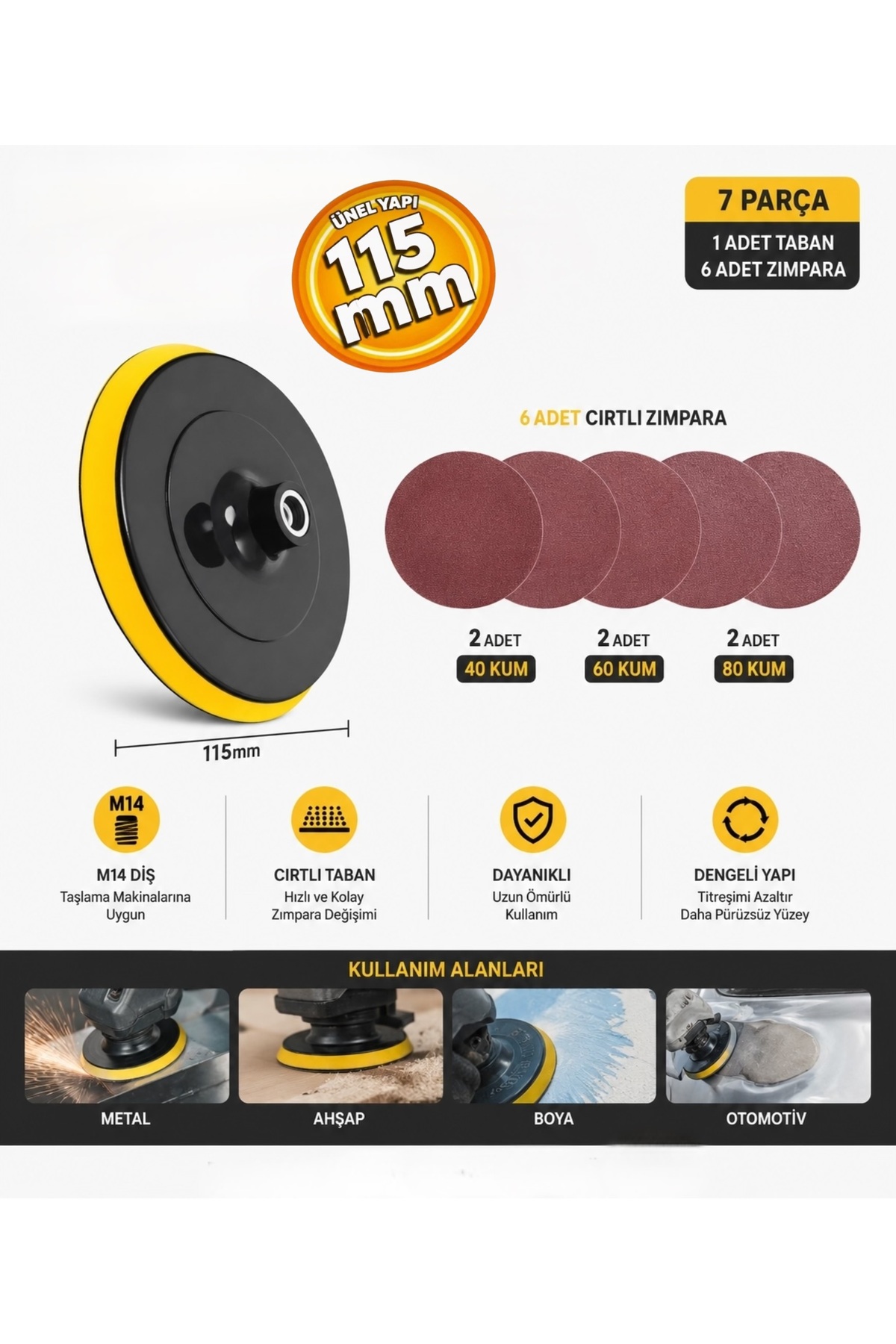 CMC Tools 6 Yedekli Zımpara Cırt Tabanı 115 mm - Fiyatı, Yorumları