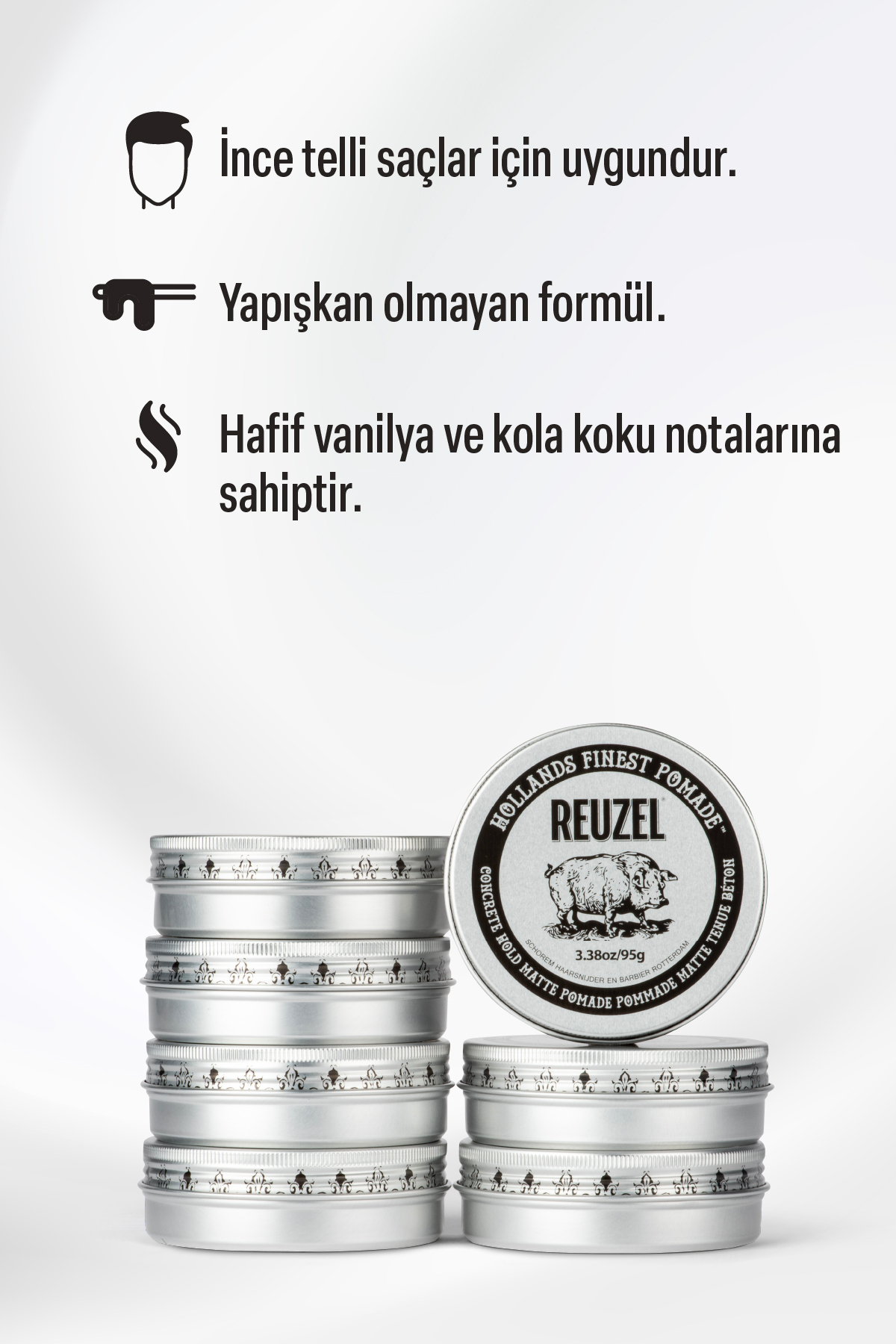 Concrete Hold Matte Pomade Su Bazlı Güçlü Tutucu Dokulandırıcı Mat Wax 35 gr — concrete-hold-matte-pomade-35g-reu099 — تصویر 3 از 6