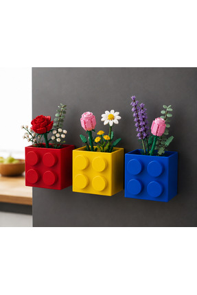 NazLand Manyetik Lego Tasarımlı Buzdolabı Organizeri Saklama Kutusu-SARI