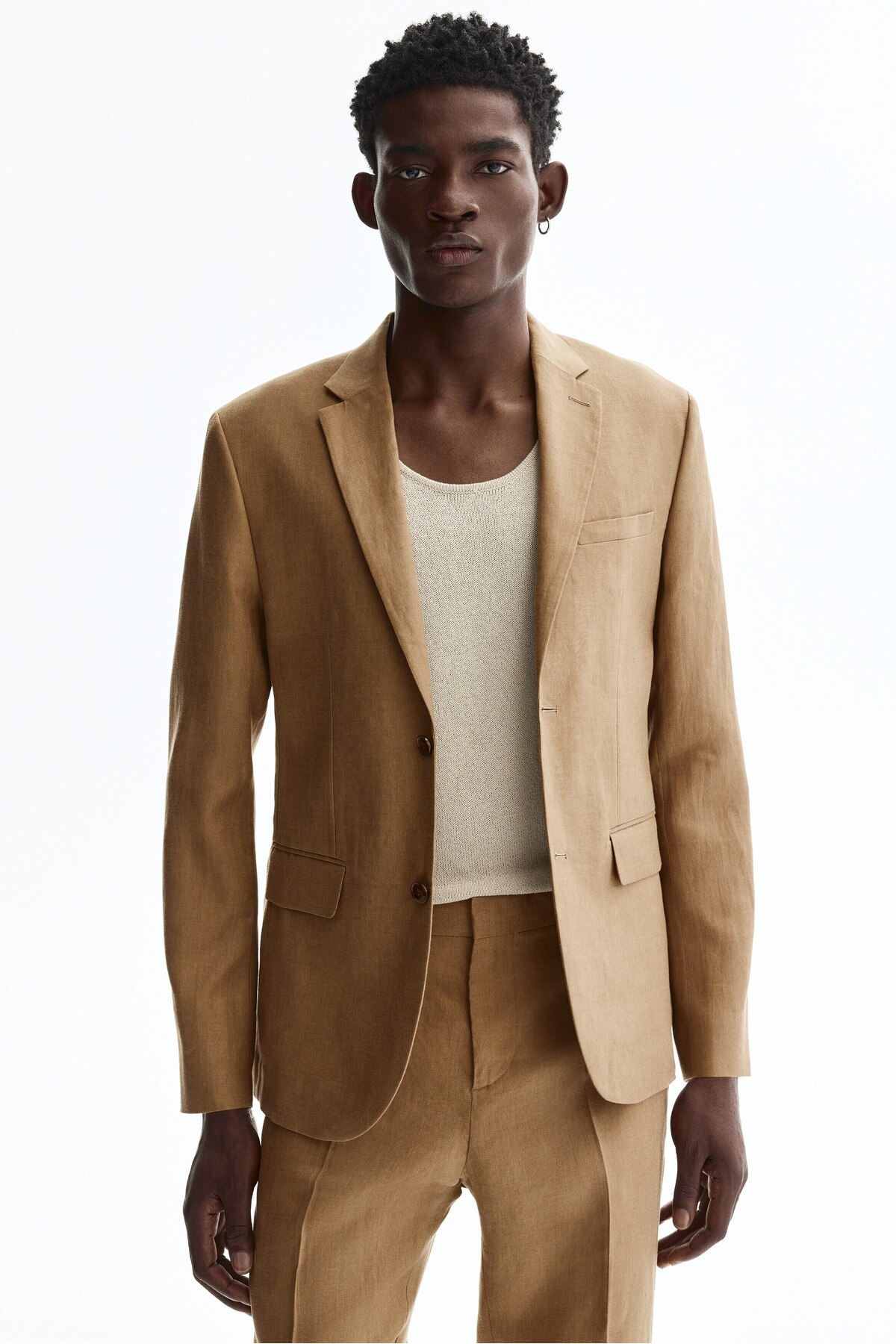 ژاکت کتانی اسلیم فیت اچ اند ام کت بلیزر H&M