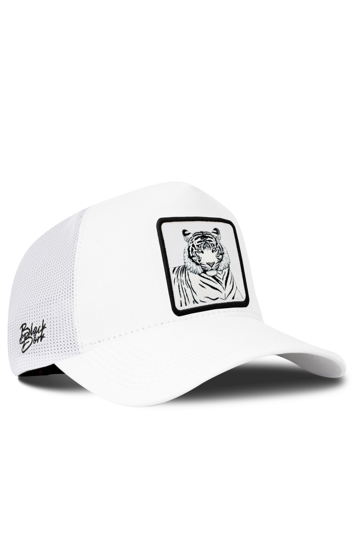 White Trucker Hat with Bengal Tiger Logo