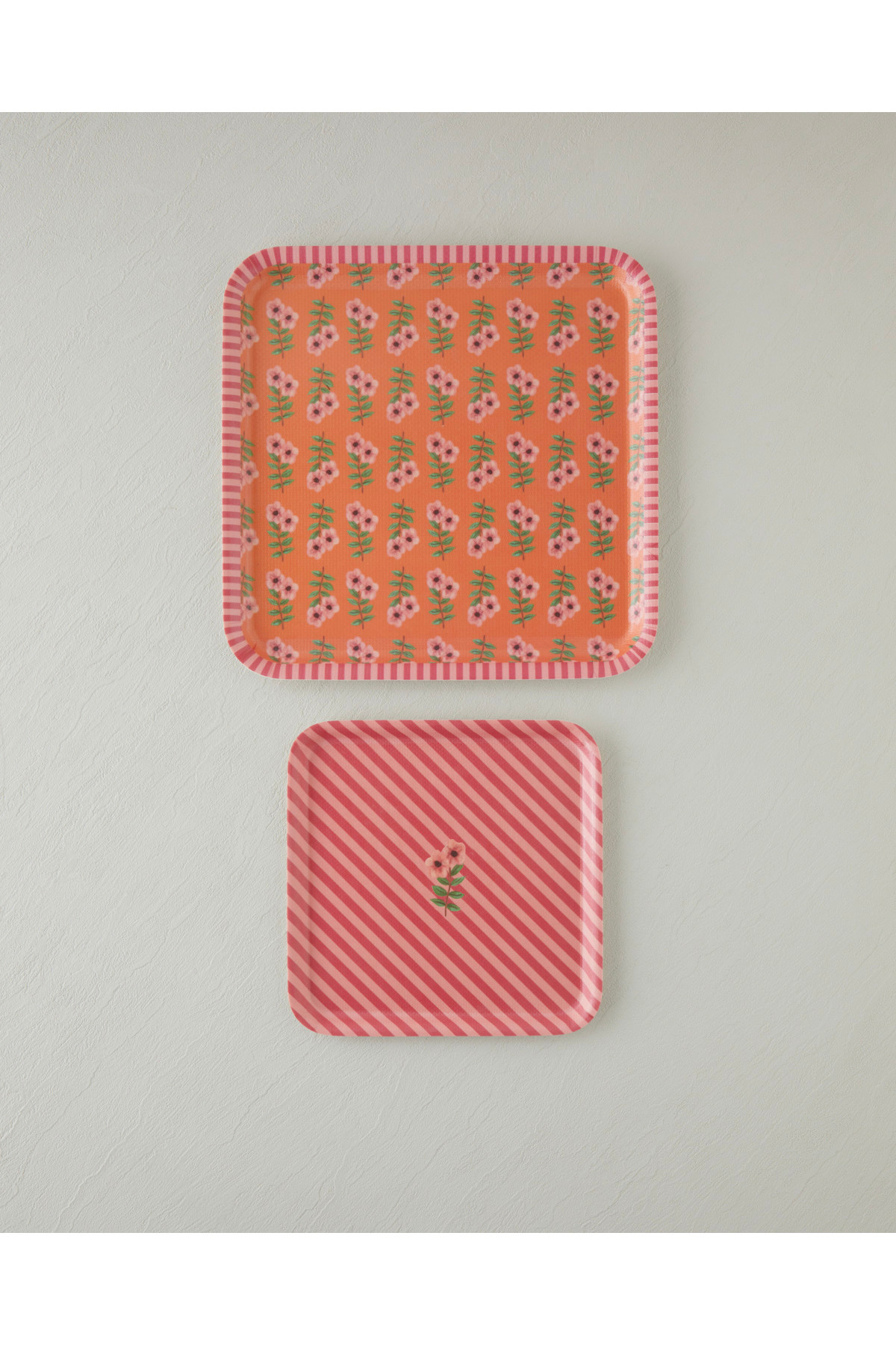 English Home Whispering Petals Melamine 2-Piece Non-Slip Tray 33-24 cm Pink - Orange