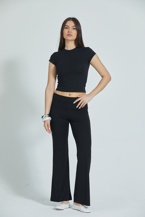 Butik Katlamalı bel detaylı pantolon
