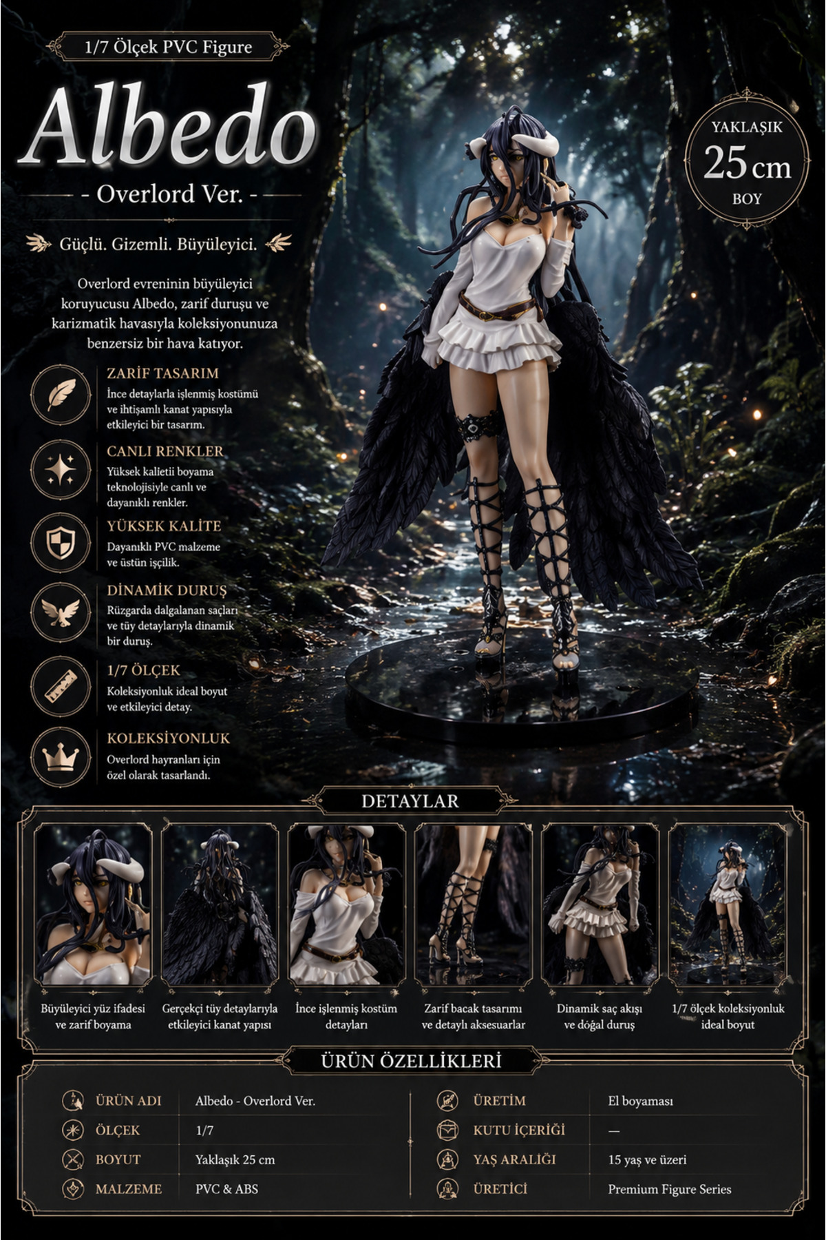 Zigver 25cm Albedo Aksiyon Figürü Koruyucu Anime Kız Pvc Modeli