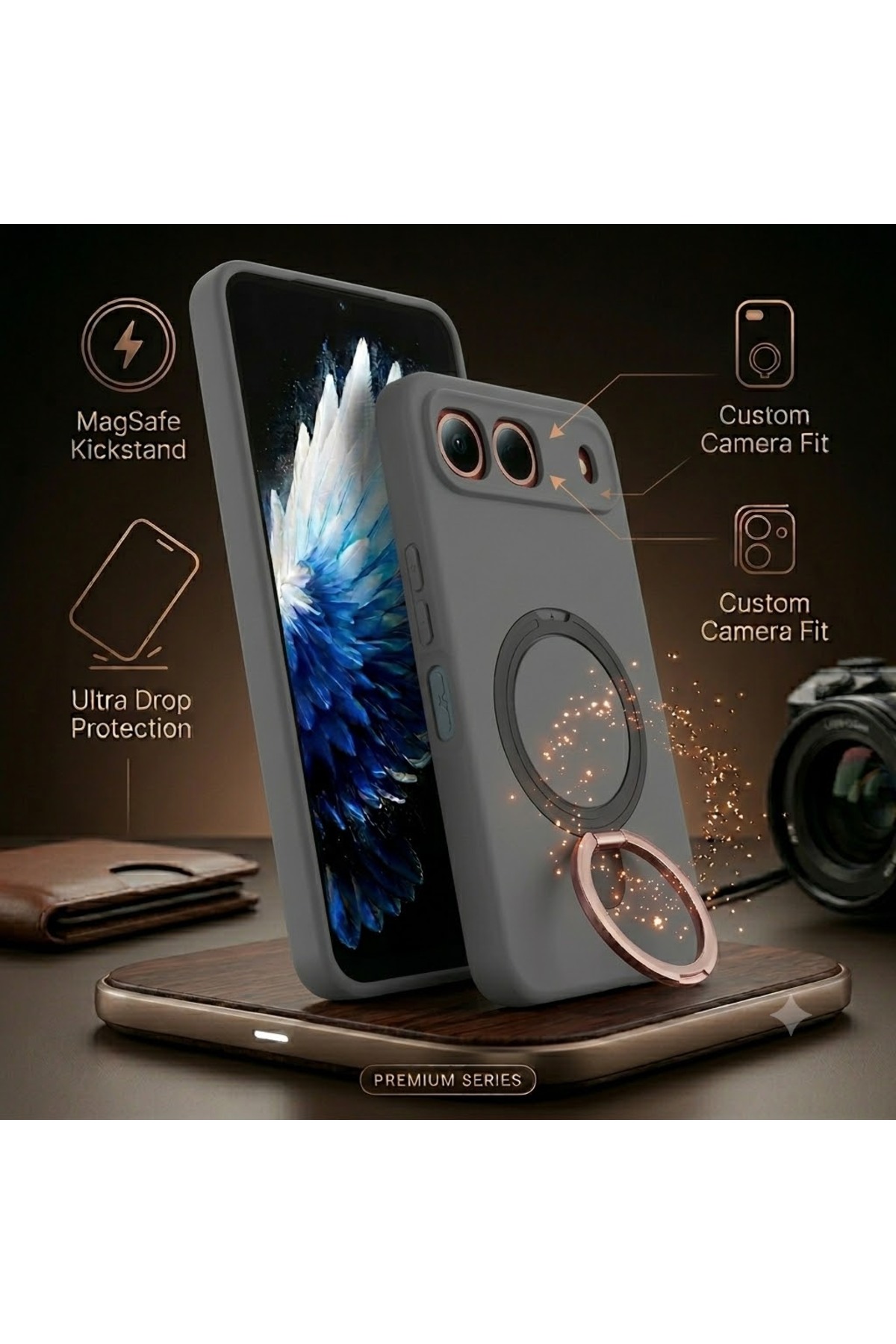 Tecno Spark 40 5G Case Camera Shielded Flexible Silicone Samara Cover with Magsafe Charging Stand