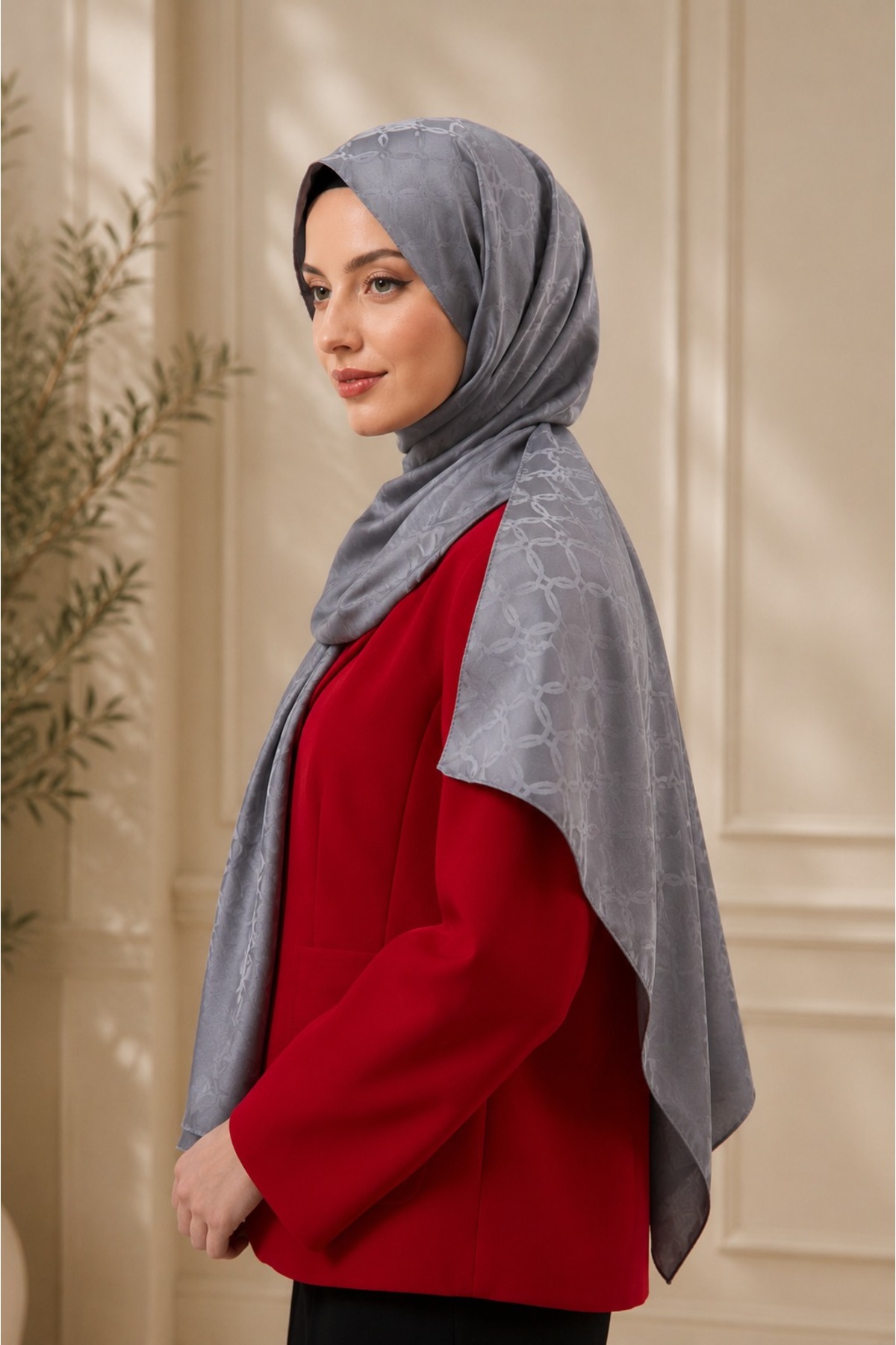 MİRSOY SCARF Lina Desen Kaymaz jakarlı Şal görsel 4