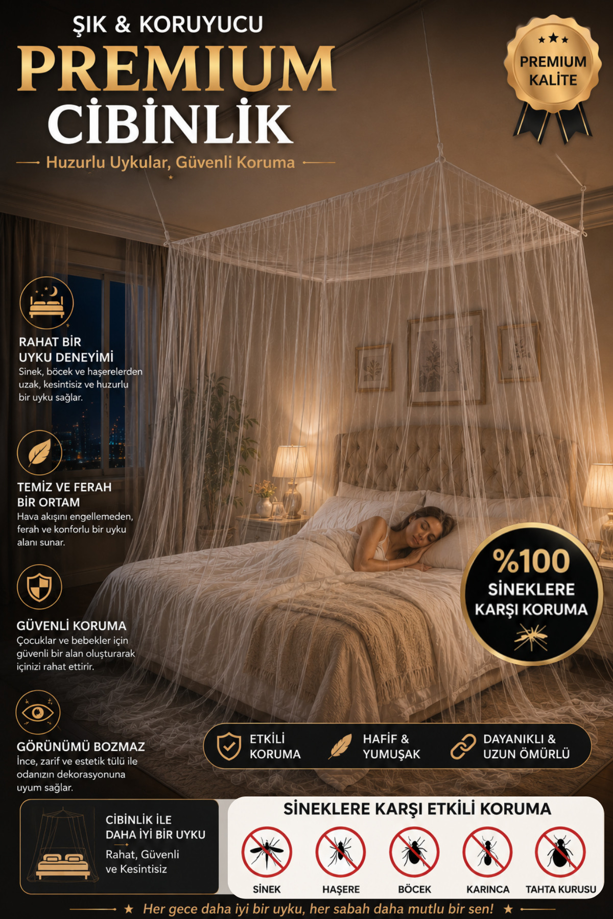 1st Quality Family Size Tulle Mosquito Net - Non-Wrinkle Special Tulle Mosquito Net