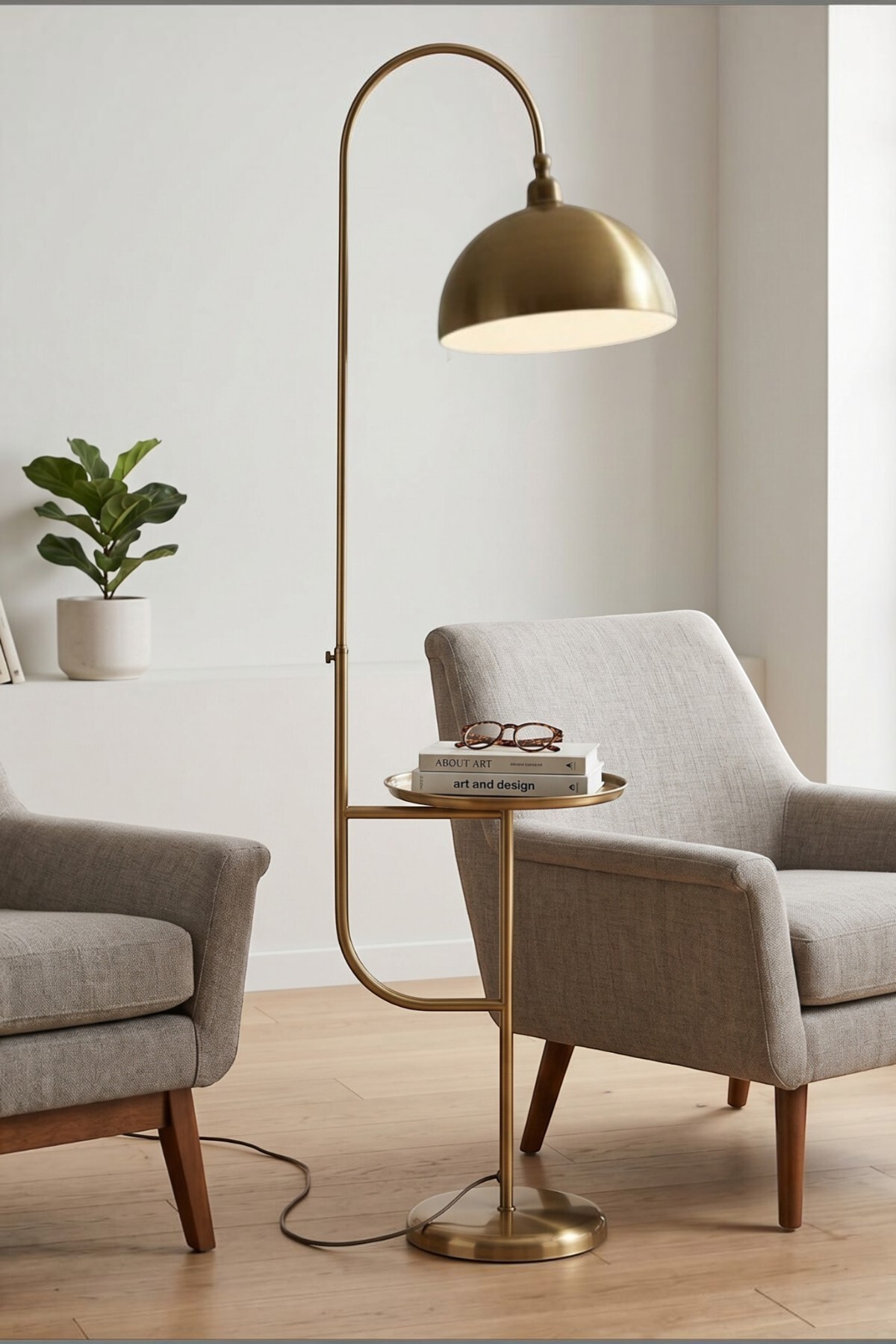 Modern Decorative Metal Living Room Study Room with Antique Floor Lamp Movable Head Table