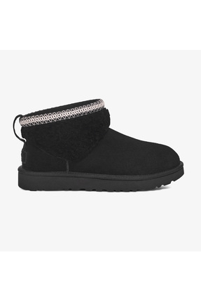 UGG Kadın Bileği Kürk Şık Detaylı Yüksek Taban Siyah Bot & Bootie