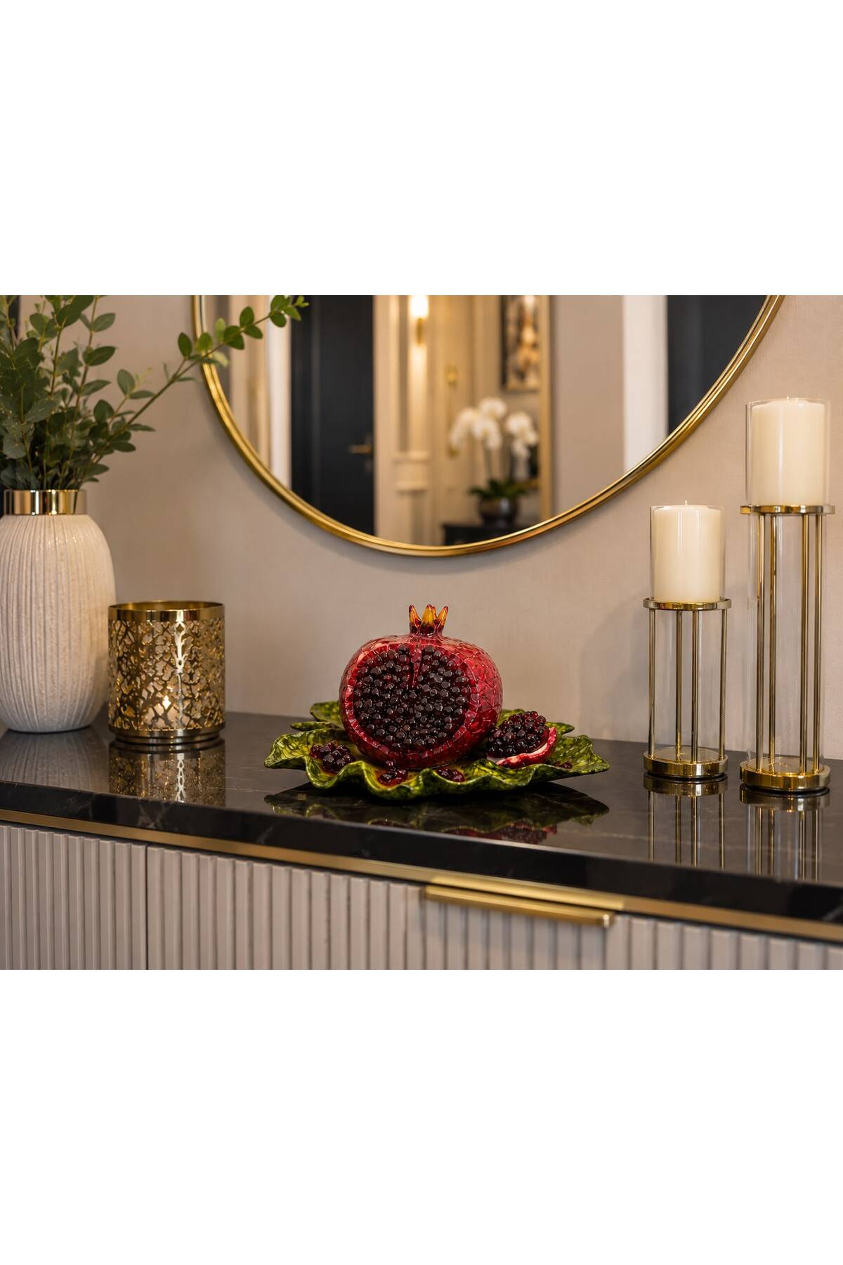 Handmade Decorative Object with Pomegranate Figure