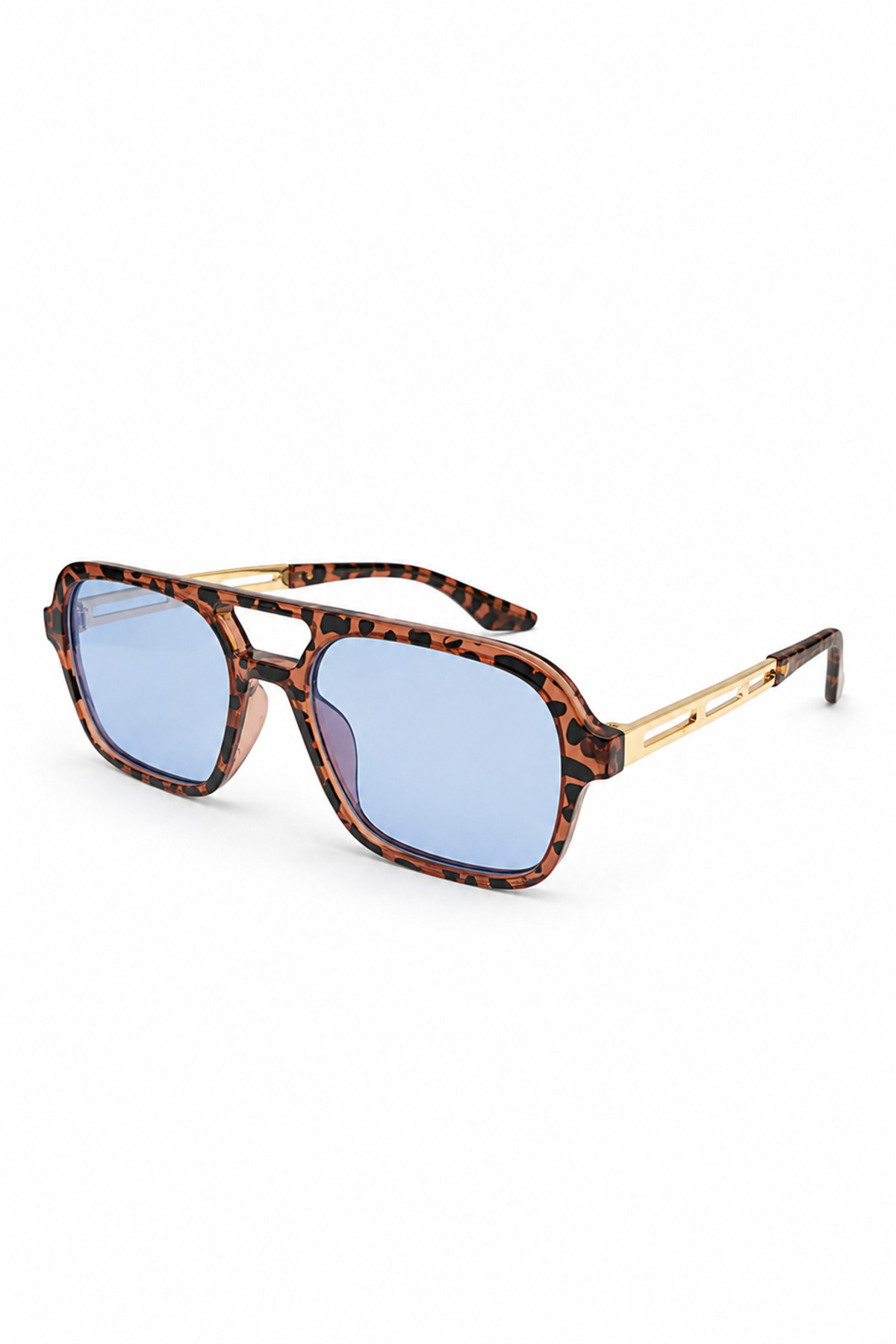 Eyesofia Swanky Unisex Leopar Çerçeveli Mavi Ultra Hafif Uv400 Filtreli Güneş Gözlüğü görsel 4