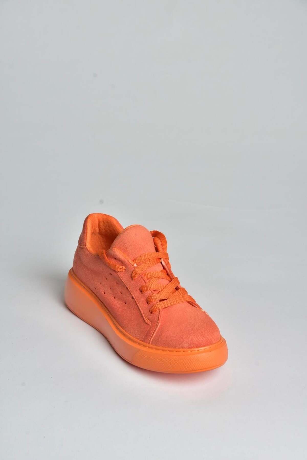 Fox Shoes P602045002 Turuncu Süet Kadın Spor Ayakkabı Sneakers görsel 6