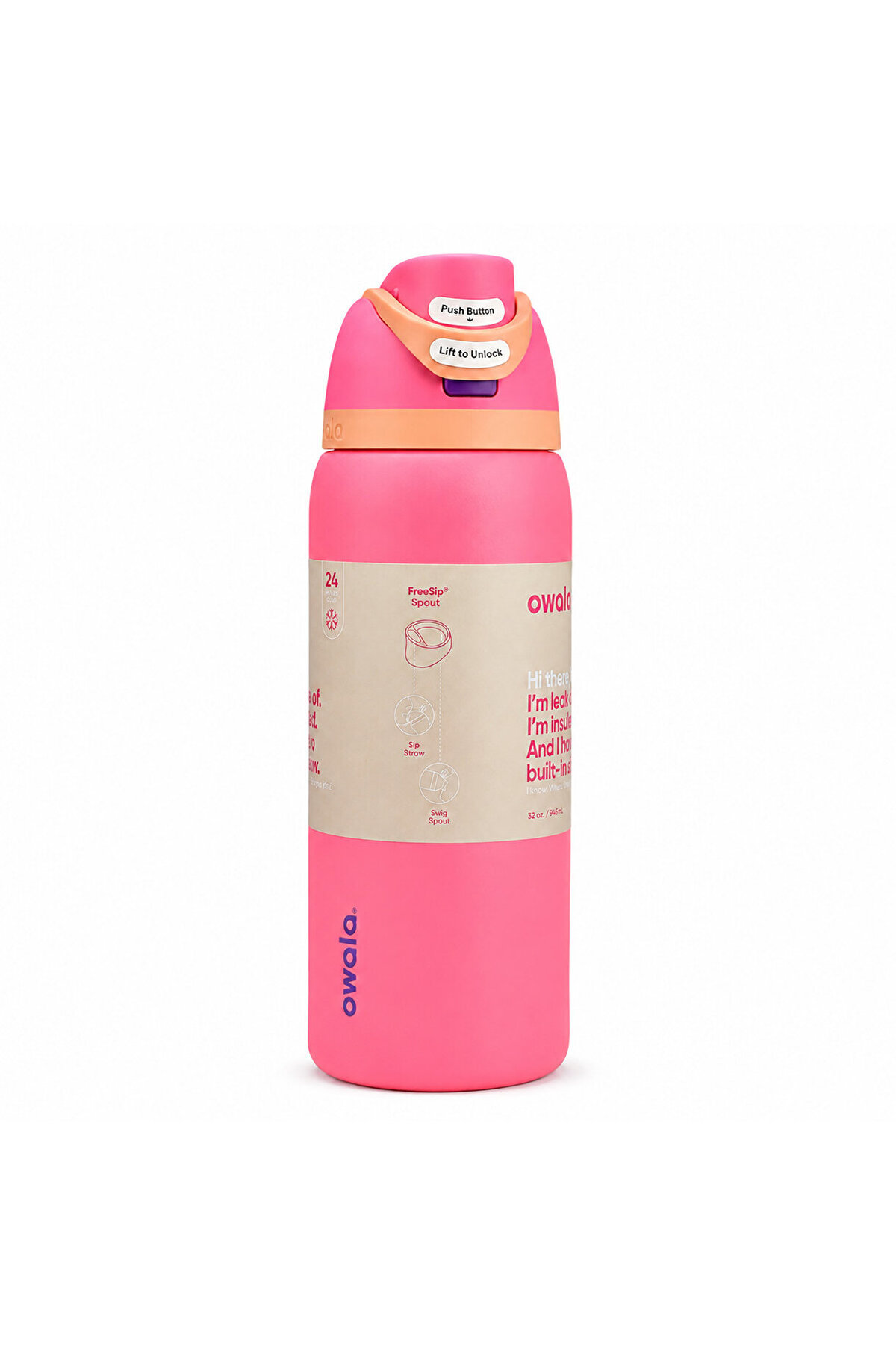 owala FreeSip Insulated Stainless Steel Water Bottle With Straw For Sports Tr...