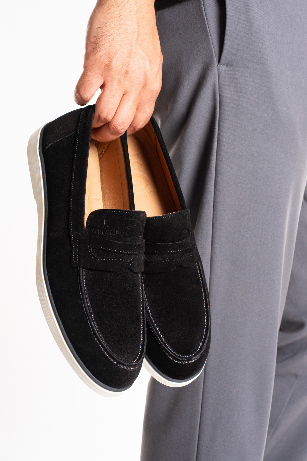 Fame Step Hakiki Deri Erkek Loafer Ayakkabı Siyah Süet Günlük Rahat Casual Mokasen Siena görsel 3