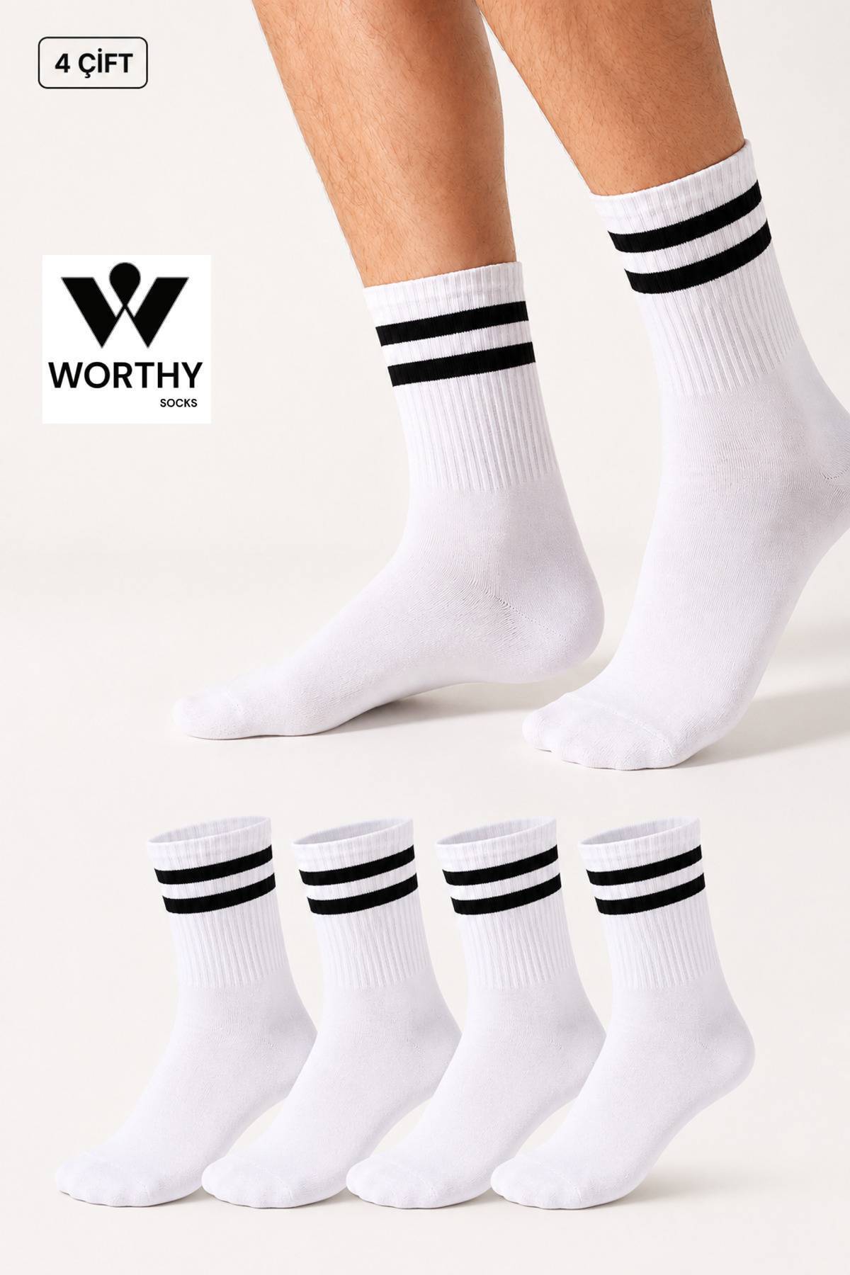 WORTHY SOCKS 4'lü Pamuklu Unisex Tenis Spor Kolej Çorap