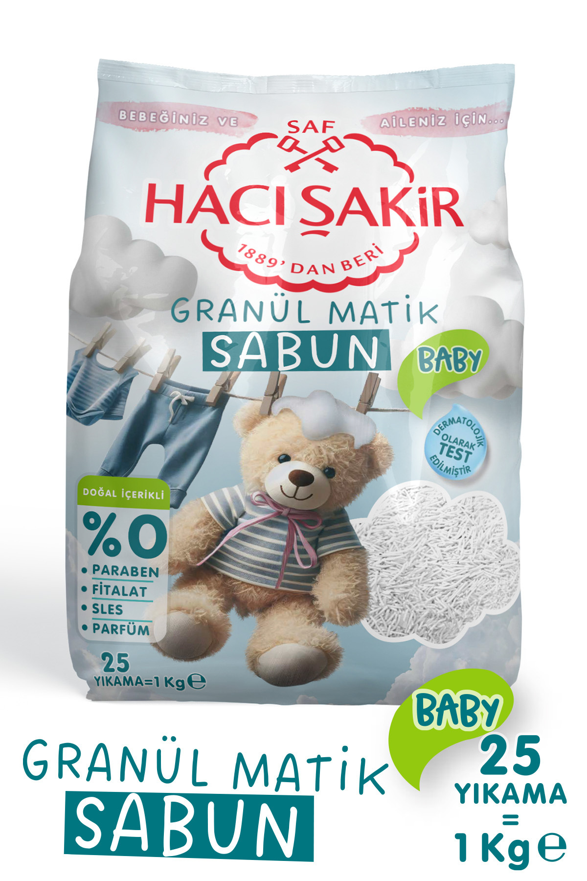Hacı Şakir Bebek Çamaşırları için Doğal İçerikli Granül Matik Sabun 1 kg
