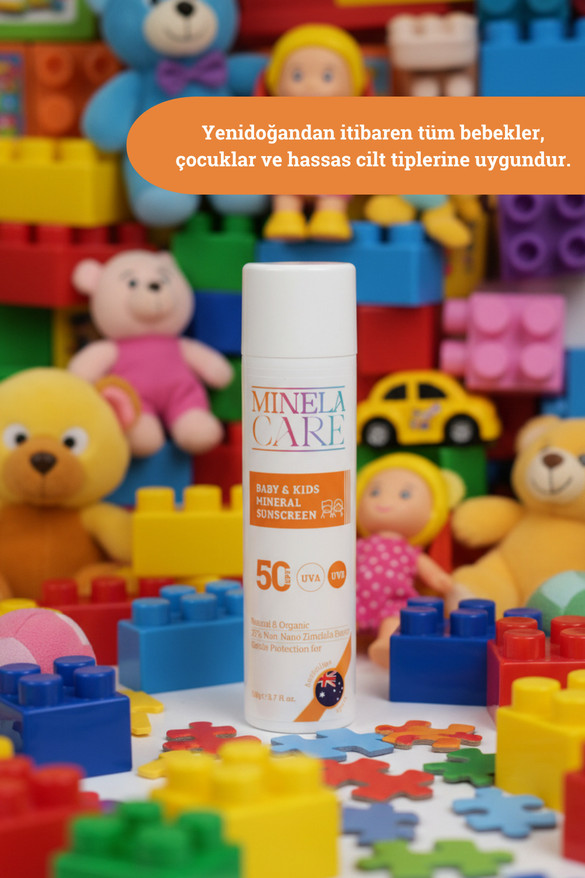 Organik Mineral Filtreli Bebek ve Çocuk Güneş Kremi SPF 50 110 g %25 Non-Nano Çinko Oksit — 8684166397024 — تصویر 7 از 8