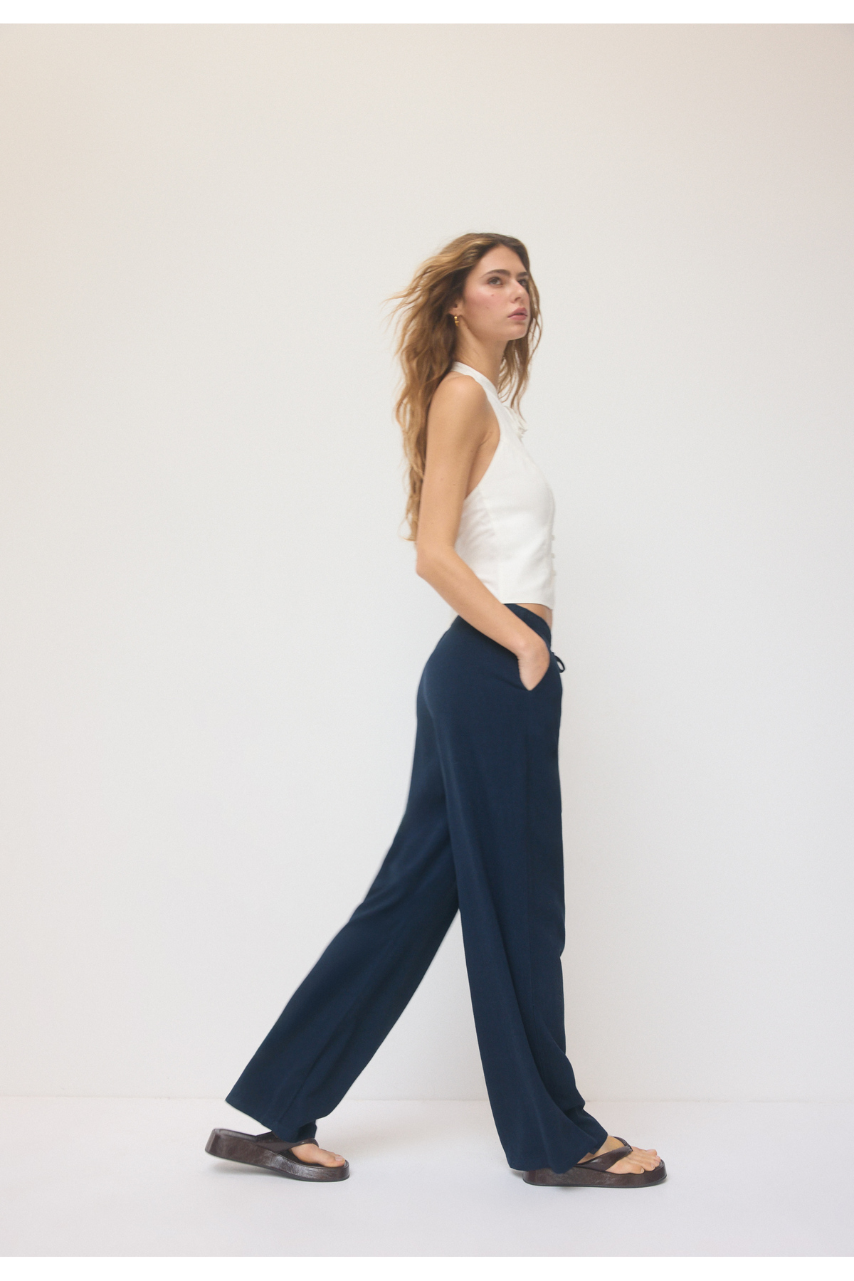 Linen draped trousers