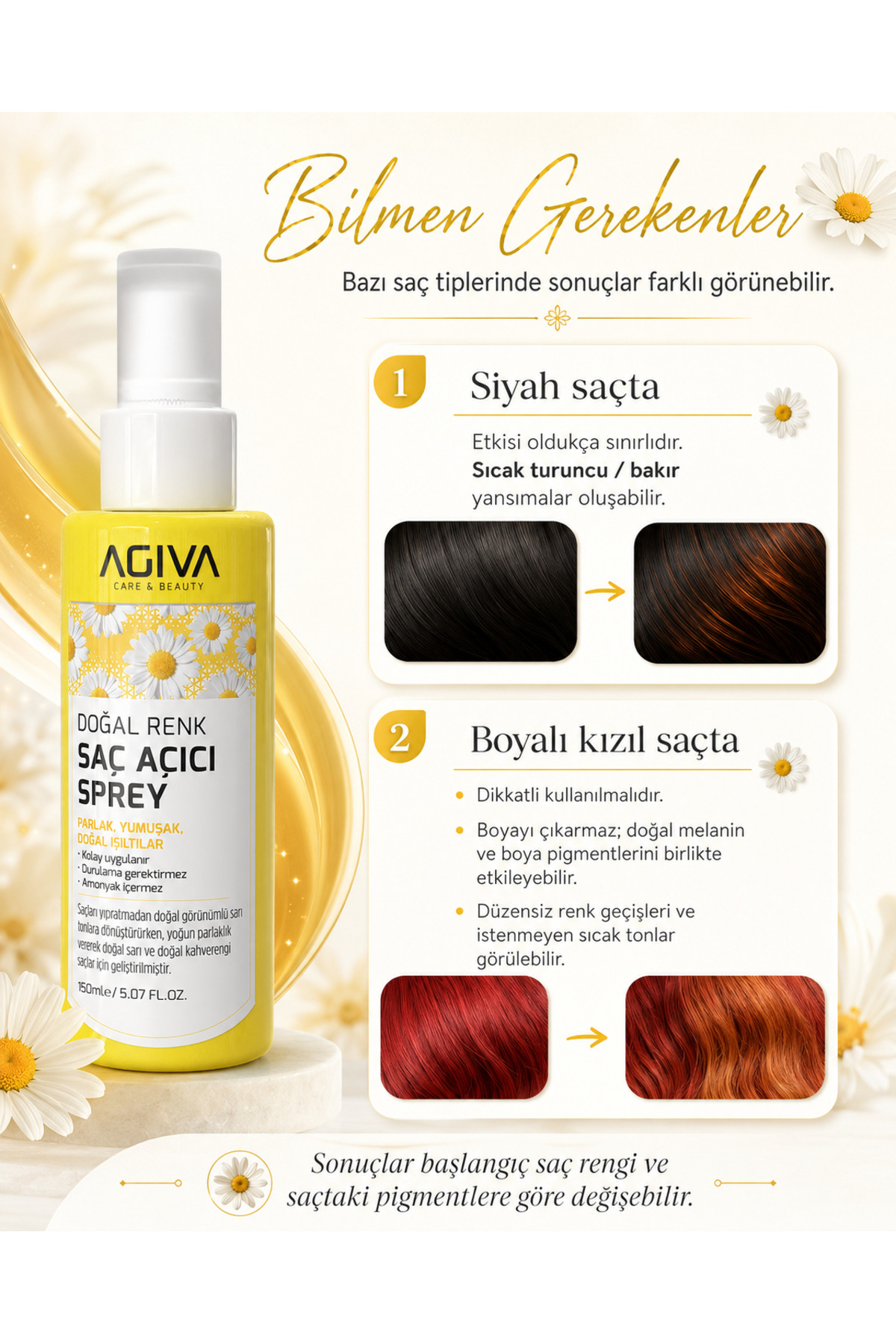 Ultra Shine Doğal Renk Saç Açıcı Sprey 150ml - 100Ml Biberiye Suyu Hediye — 001-SAC-003 — تصویر 5 از 7