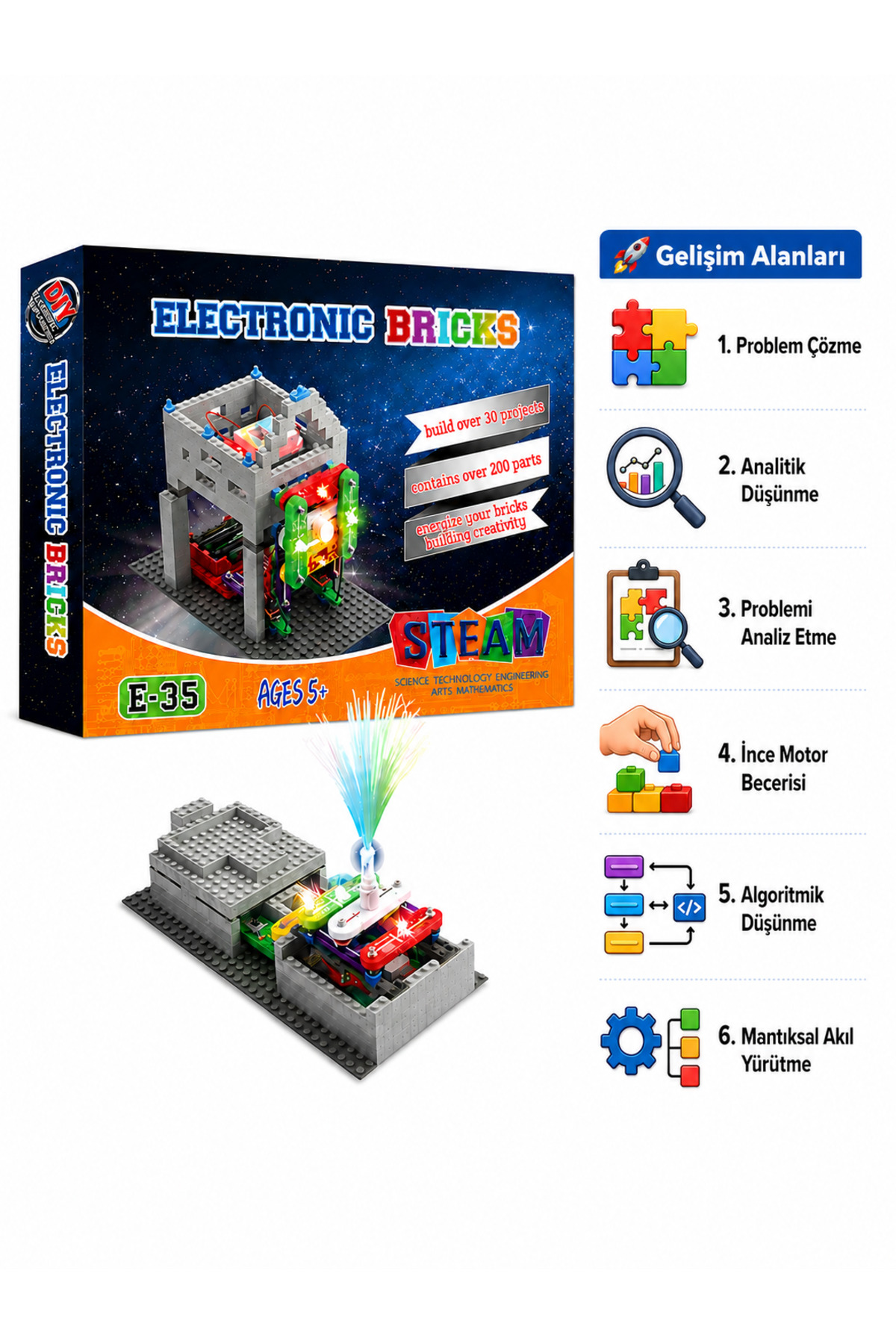 Zet Zeka Electronic Bricks Kit Eğlenceli ve Öğretici Elektronik