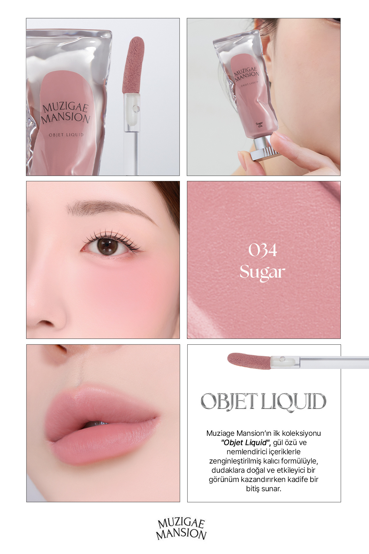 Gül Özlü, Kadife Bitiş Sunan, Nemlendirici ve Kalıcı Tint Objet Liquid 034 Sugar — صورتی 111615 — تصویر 3 از 9