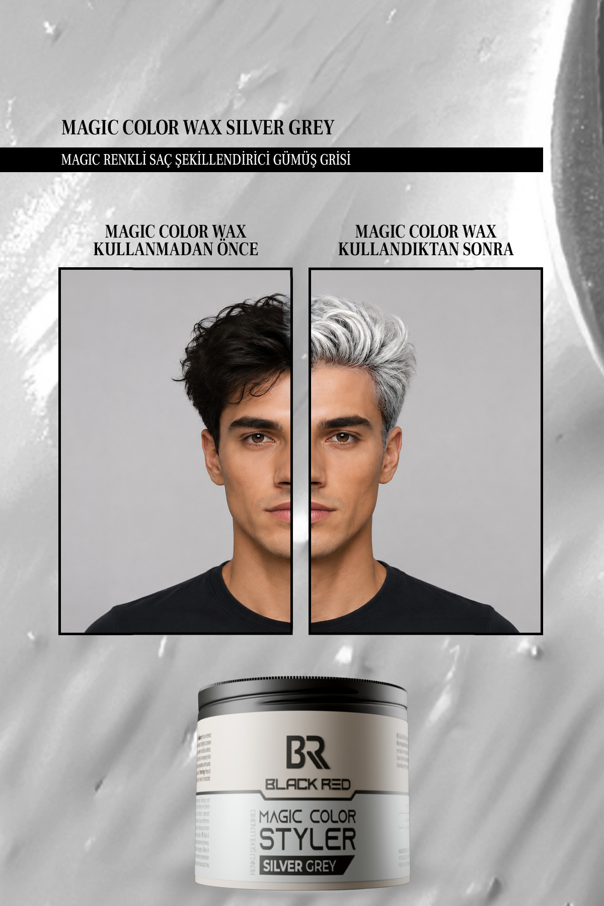 Magic Color Styler Silver Grey Geçici Gri Renk Veren Saç Şekillendirici Wax 100 ml — 8680057221935 — تصویر 4 از 4