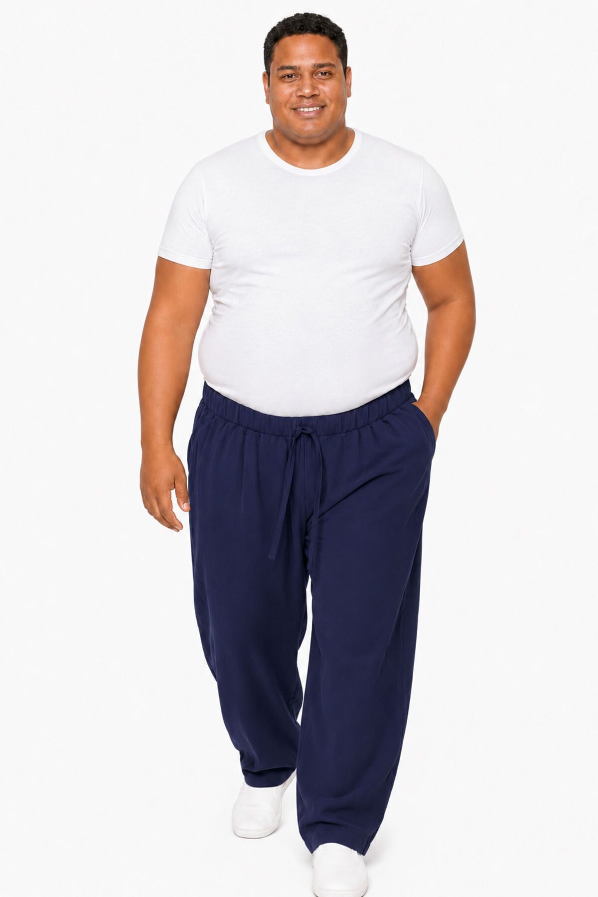 RELAXL 2XS-10XL Büyük Beden İnce Kumaş %100 Pamuk Lacivert Pantolon görsel 7