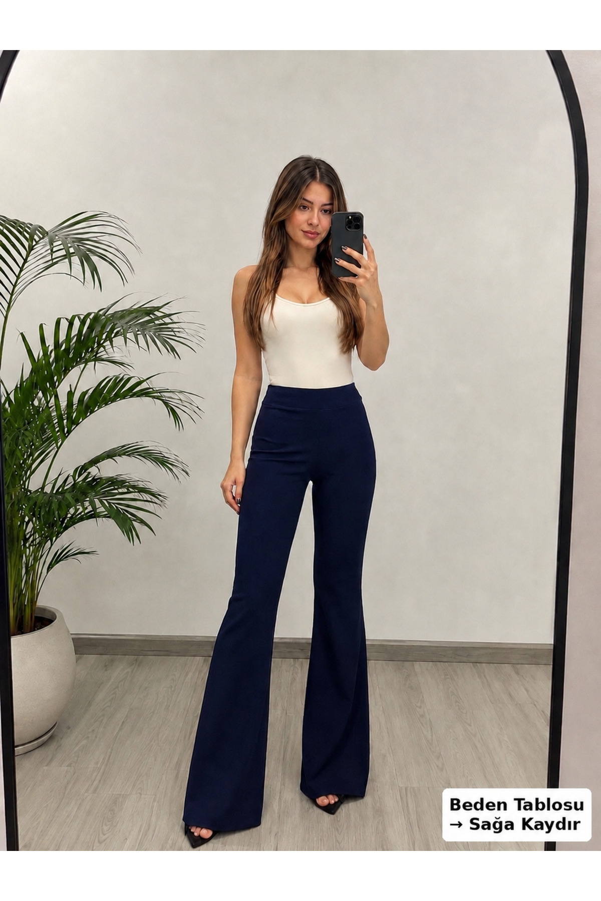 ECEYLÜL MODA LACİVERT SCUBA KREP İSPANYOL PAÇA PANTOLON(kısa süreliğine lansman fiyatı)