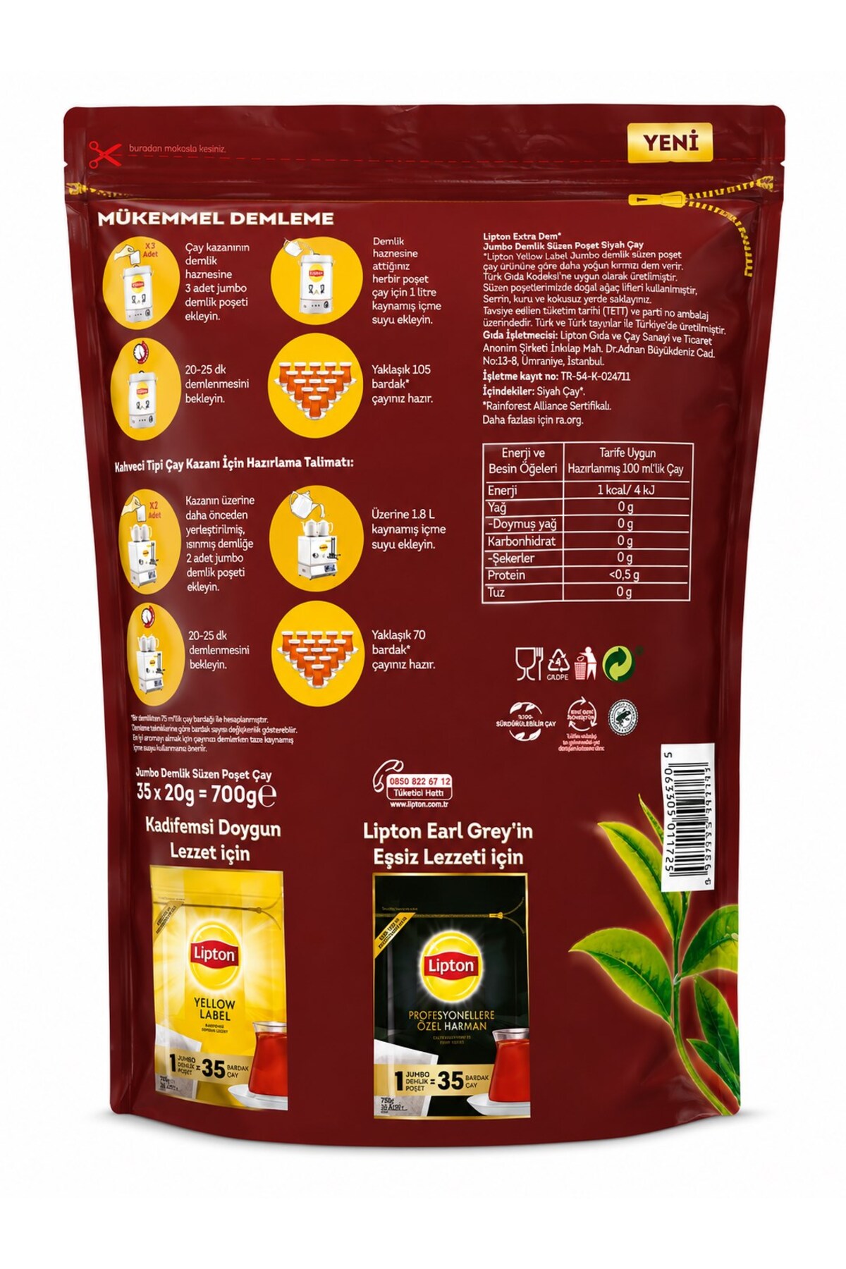 چای سیاه اکسترا دم 700 گرم 35 عددی کیسه‌ای دم قوی بسته‌بندی زیپ‌دار x 2 عدد