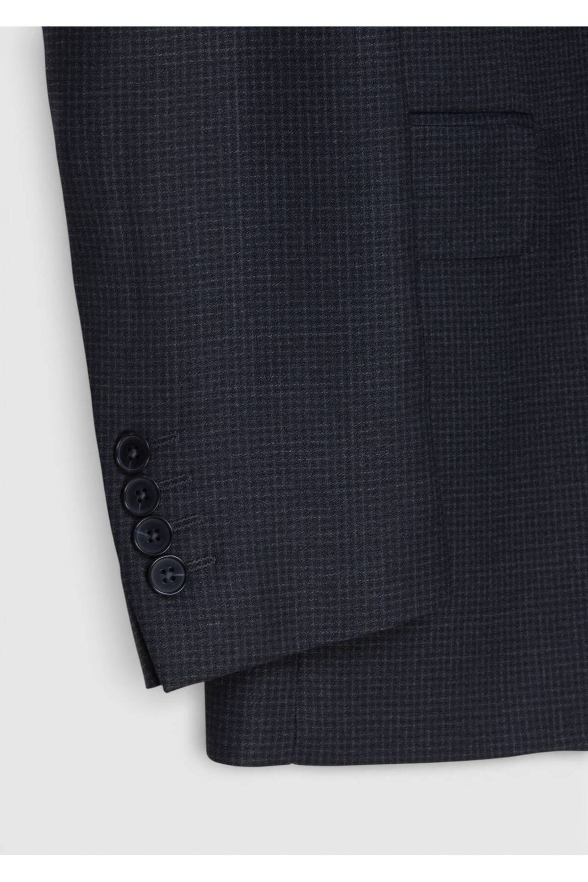 Ramsey Antrasit Kareli Zeroweight Slim Fit %100 Yün Takım Elbise görsel 7