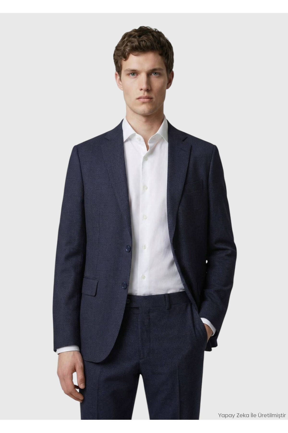 Ramsey Antrasit Kareli Zeroweight Slim Fit %100 Yün Takım Elbise görsel 3
