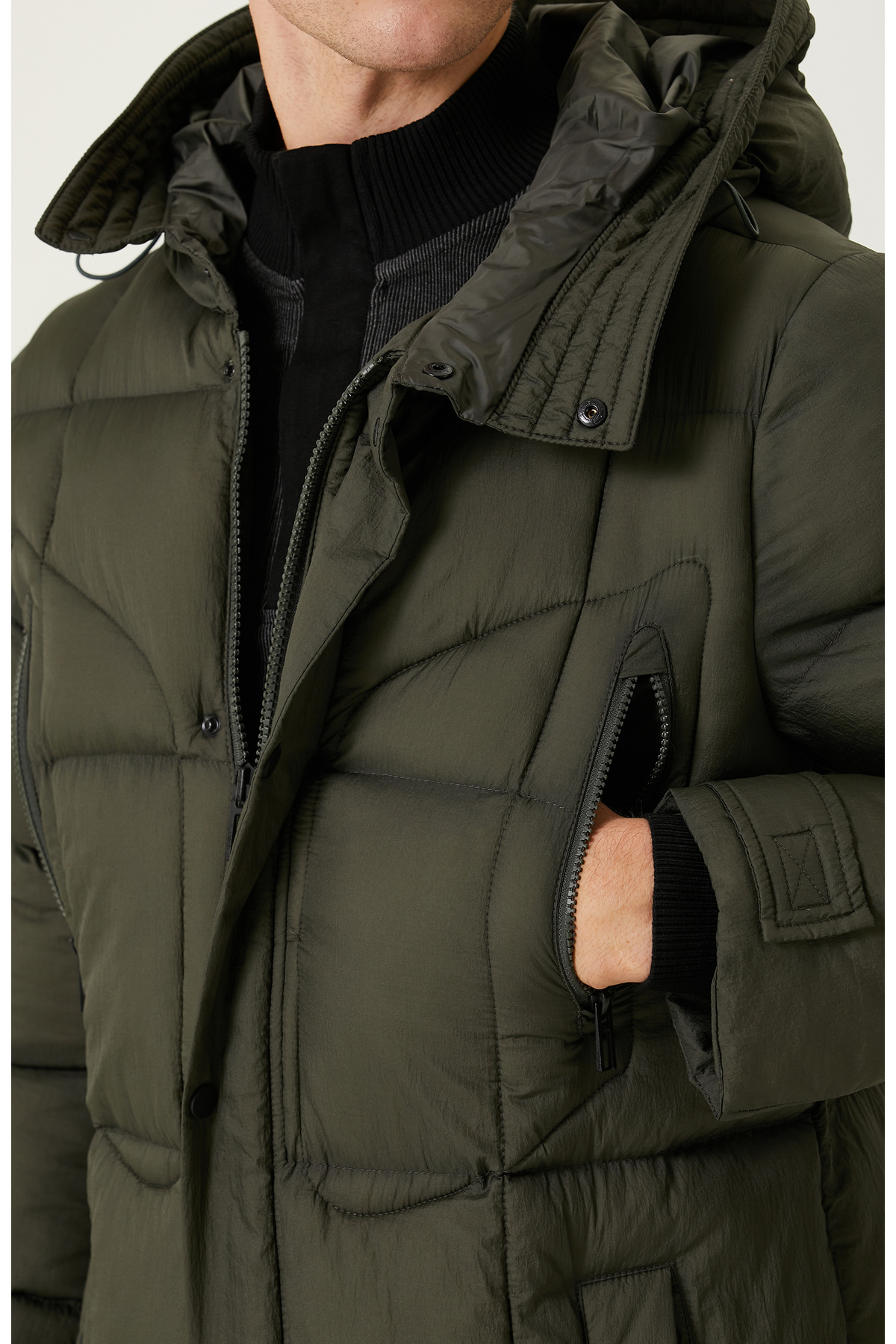 Haki Çıtçıtlı Casual Kaban — خاکی 1088228 — تصویر 6 از 6