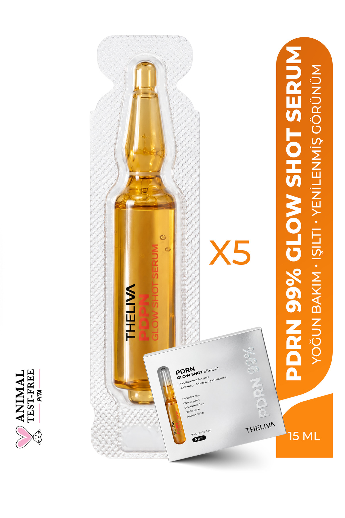 The Liva PDRN Glow Shot – Işıltı Veren Aydınlatıcı Ampul, Cam Cilt Etkisi, 5'li Paket — Glowshot