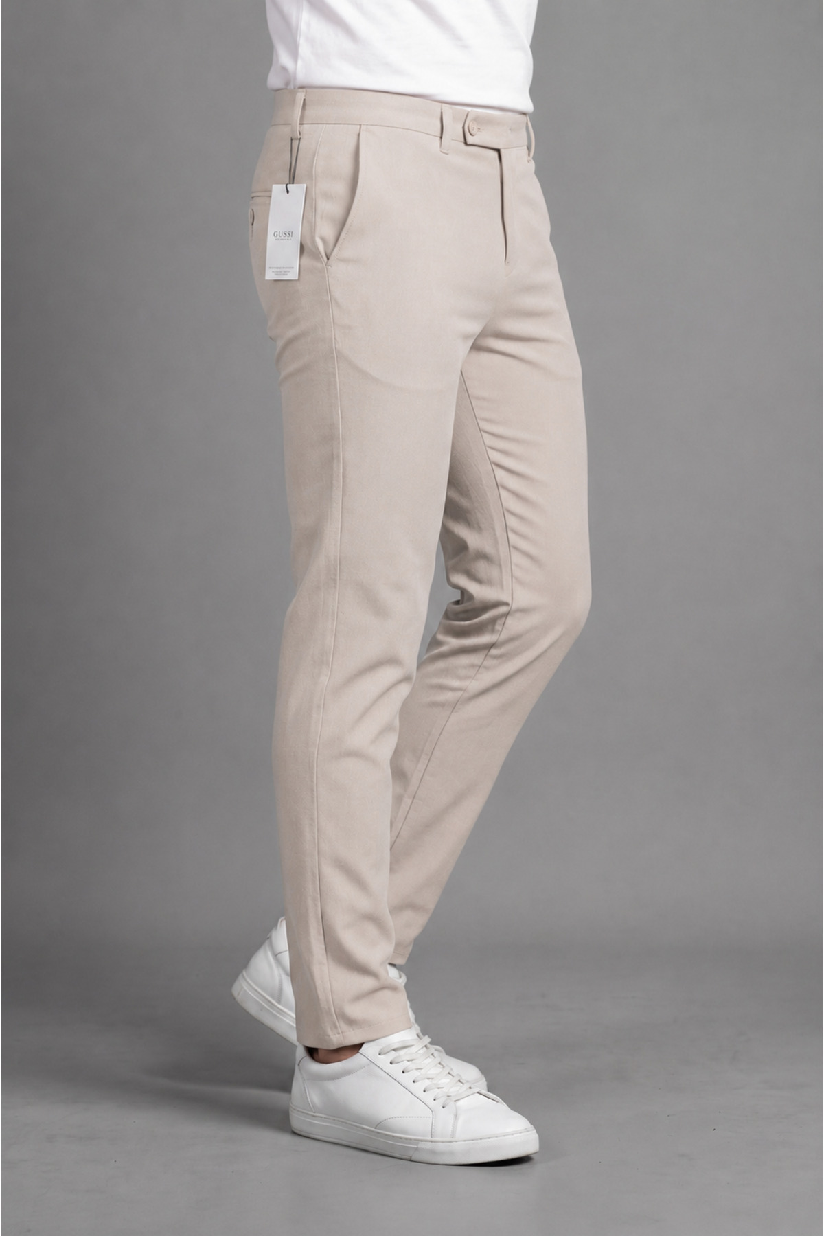Erkek Bej Renk Kaliteli Esnek Likralı Slim Fit Kumaş Pantolon — بژ KUMAŞ-SLİM — تصویر 4 از 5
