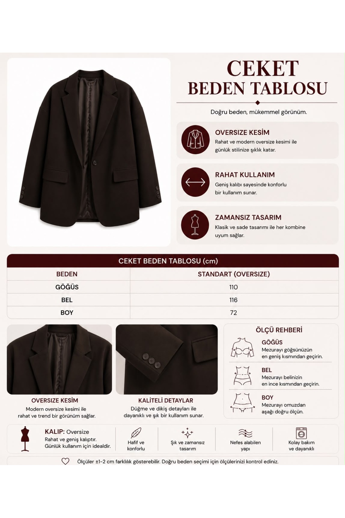 Serpirella Butik Oversize Ceket görsel 5