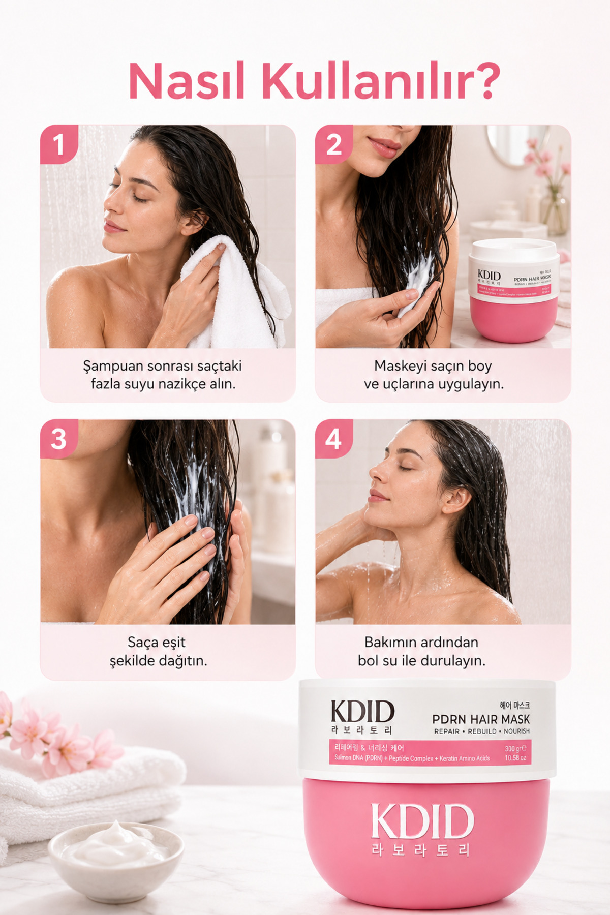 ماسک موی PDRN حاوی DNA سالمون، کراتین و پپتید، ترمیم کننده قوی، 300 گرم — KDID-HAIR-MASK-REPAIR-CARE-300GR — تصویر 6 از 8