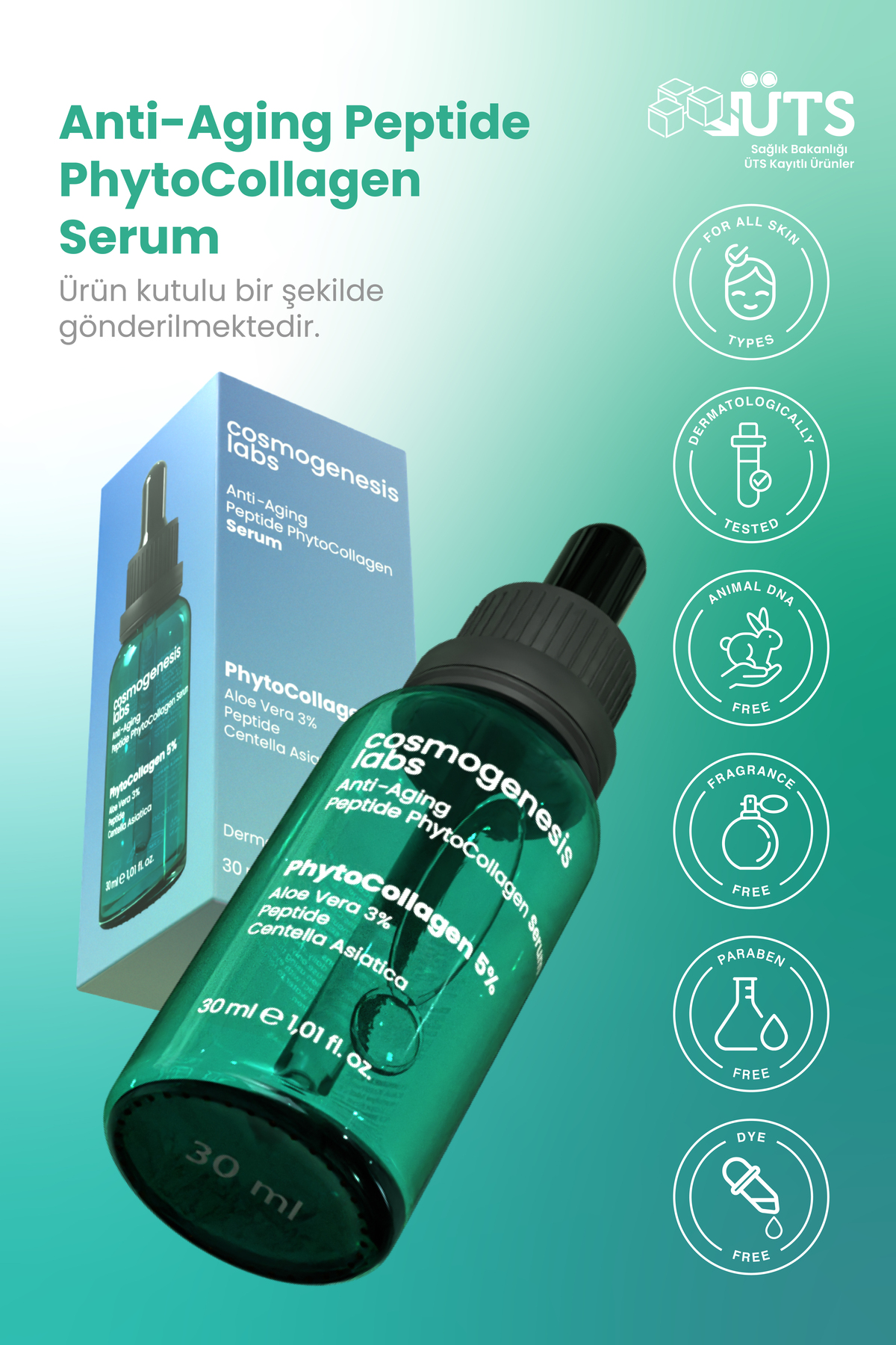 Kolajen Serum 30ml - Yaşlanma Karşıtı Sıkılaştırıcı Ve Yatıştırıcı Etki Vegan (%5 BİTKİSEL KOLAJEN) — CGL103 — تصویر 5 از 6