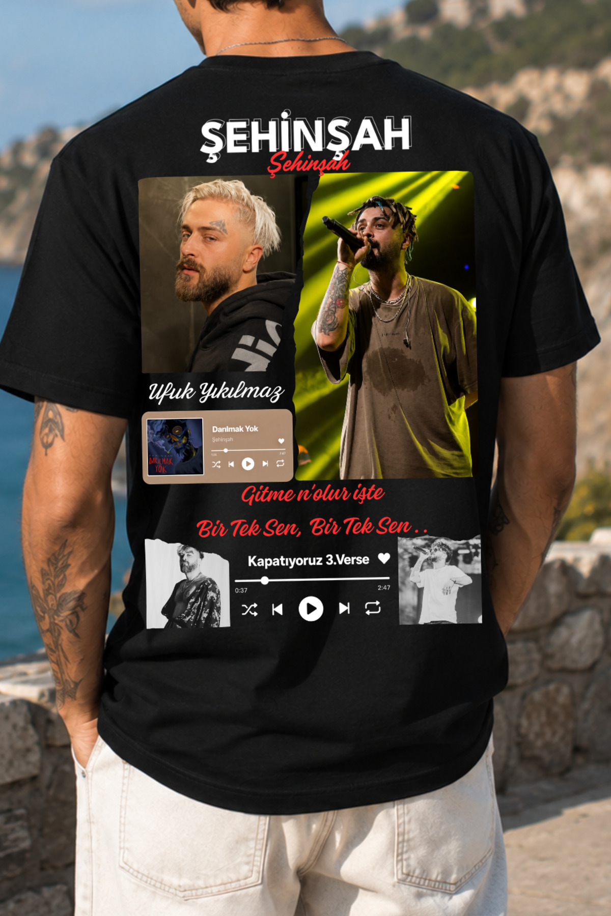 shidumanlar Oversize Unisex Geniş Kalıp ŞEHİNŞAH Özel Tasarım Baskılı Pamuklu Penye T-shirt tişört tshirt