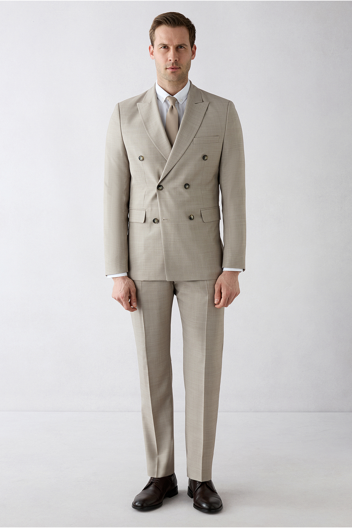 Kiğılı 7 Drop Slim Fit Dar Kesim Sivri Yaka Yünlü Kruvaze Kapama Takım Elbise görsel 2