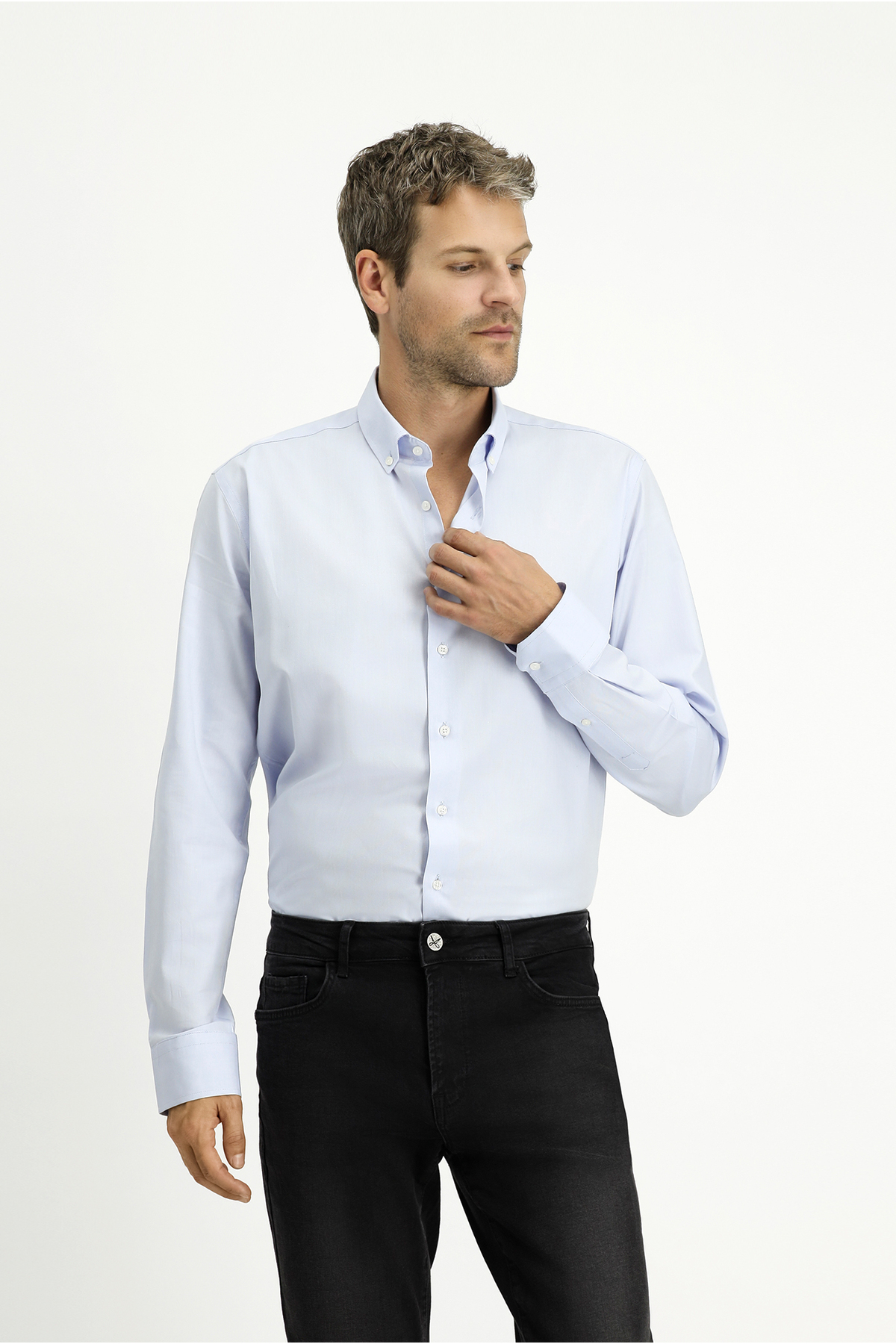 Kiğılı Uzun Kol Slim Fit Dar Kesim Pamuk 4 Mevsim Oxford Gömlek