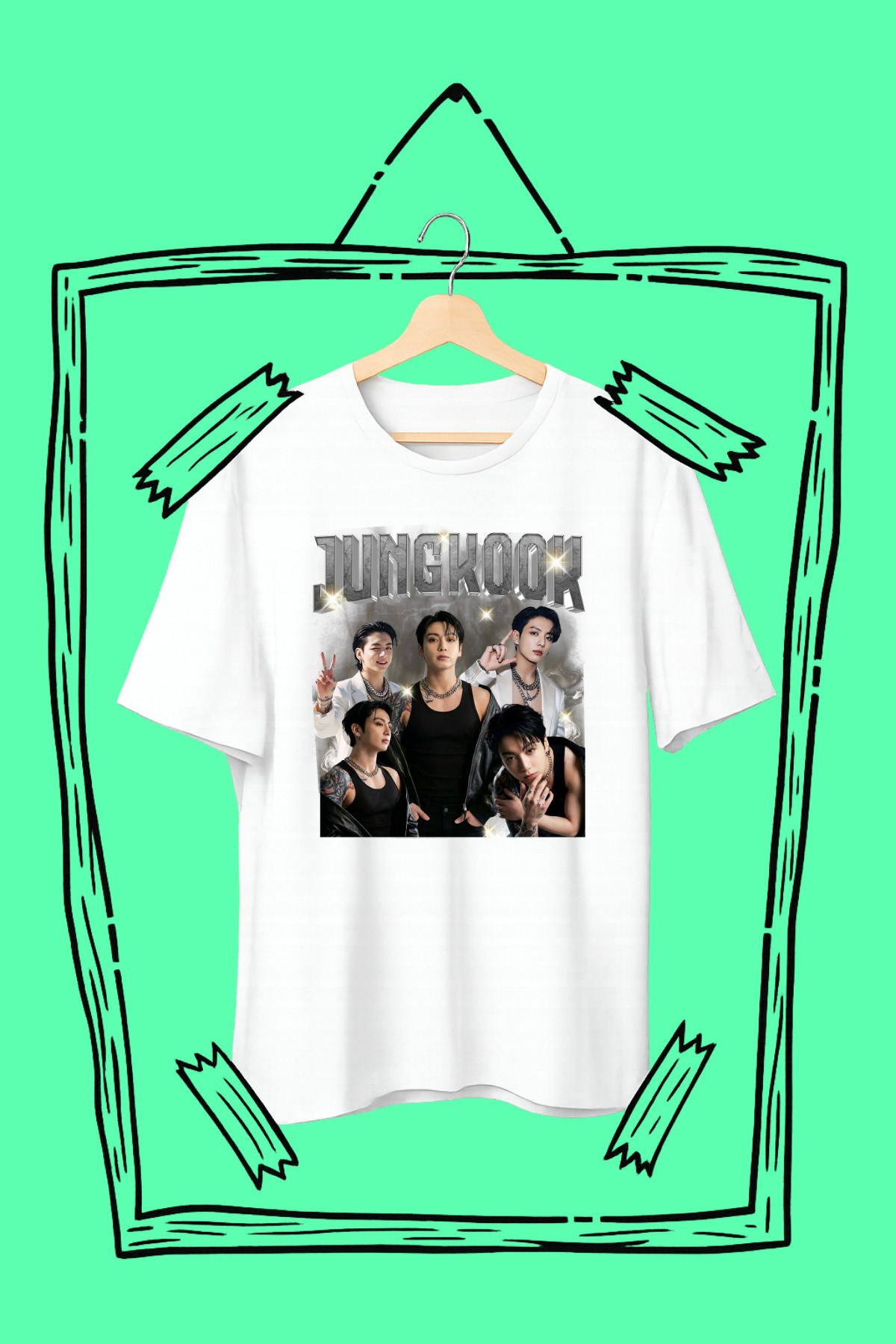 barsdepo K-Pop Tarzı BTS Baskılı Oversize Unisex Tişört – Kore