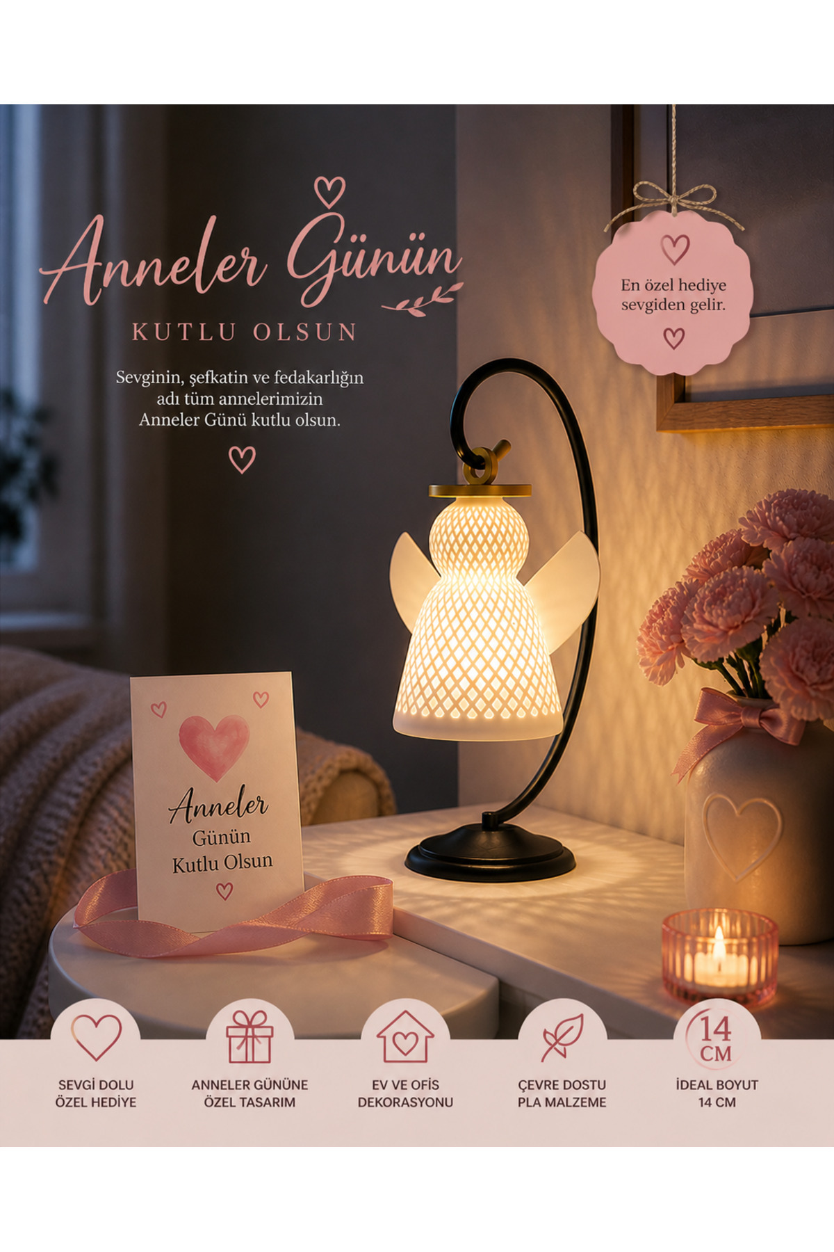 Mother's Day Gift Angel Lamp – Tea Light Candle Gift | Living Room & Bedroom Decor