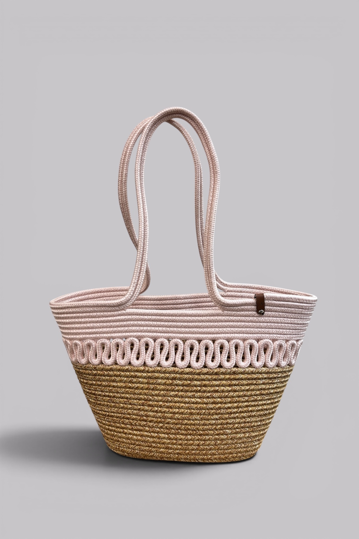 Wicker Jute Women's Shoulder Bag, 100% Handmade, Cotton, Vegan, Jute Wicker Beach Bag
