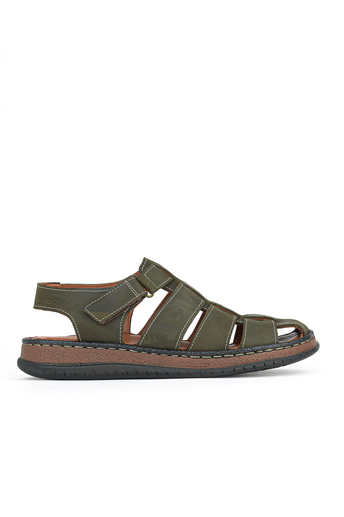 , Men's Genuine Leather Sandals 1611045ZS32 Khaki