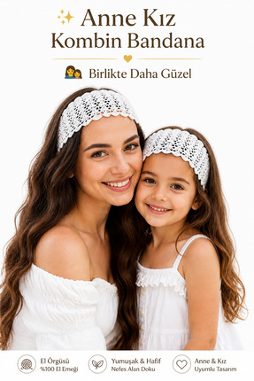 HAİRDNA Anne Kız Kombin Bandana El Örgüsü Saç Bandı Bohem Stil Ayarlanabilir ...