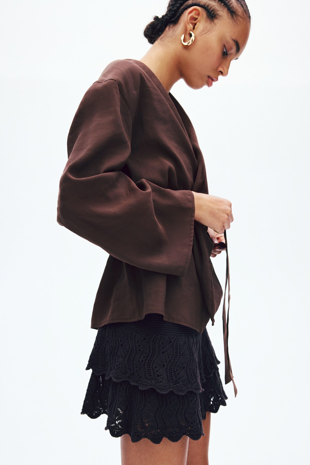 H&M  Kuşaklı Oversize Blazer - Görsel 3