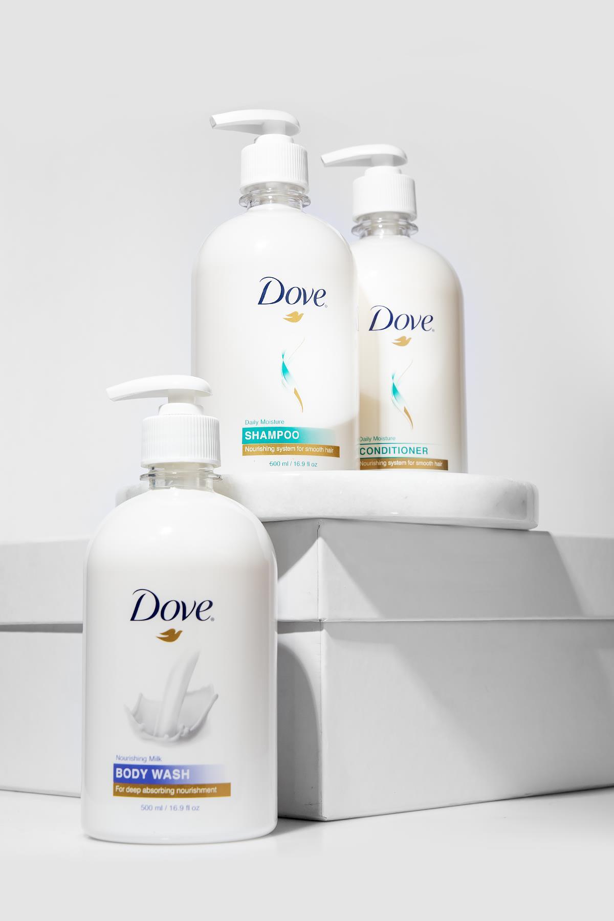 Dove Shampoo 500 ml + Conditioner 500 ml + Body Wash 500 ml — 28400950405882