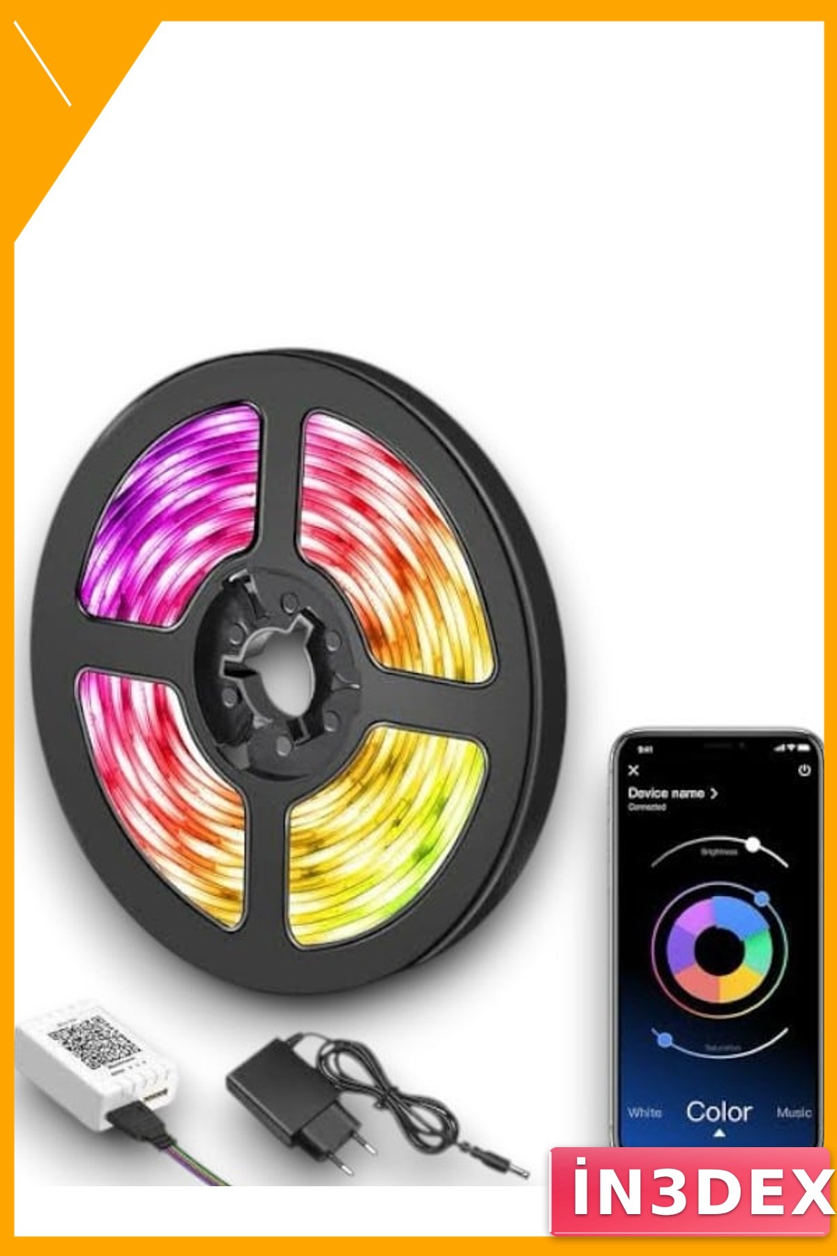 Silikonlu Şerit Led 5 Metre RGB Kumandalı Su Geçirmez Dekoratif Aydınlatma